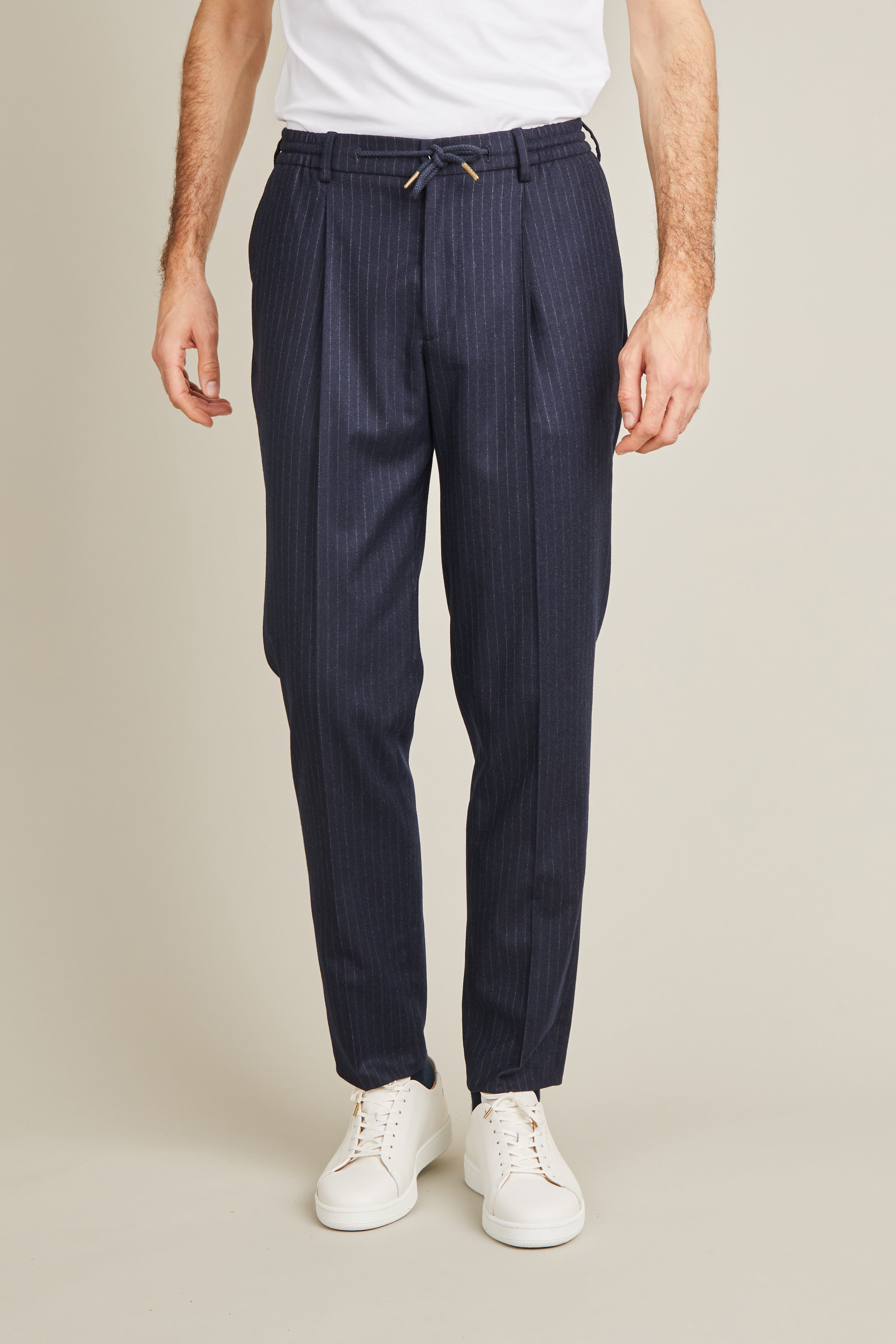 le-pantalon-flanelle-homme-jogpant-bleu-marine-laine-m-rinos image 1
