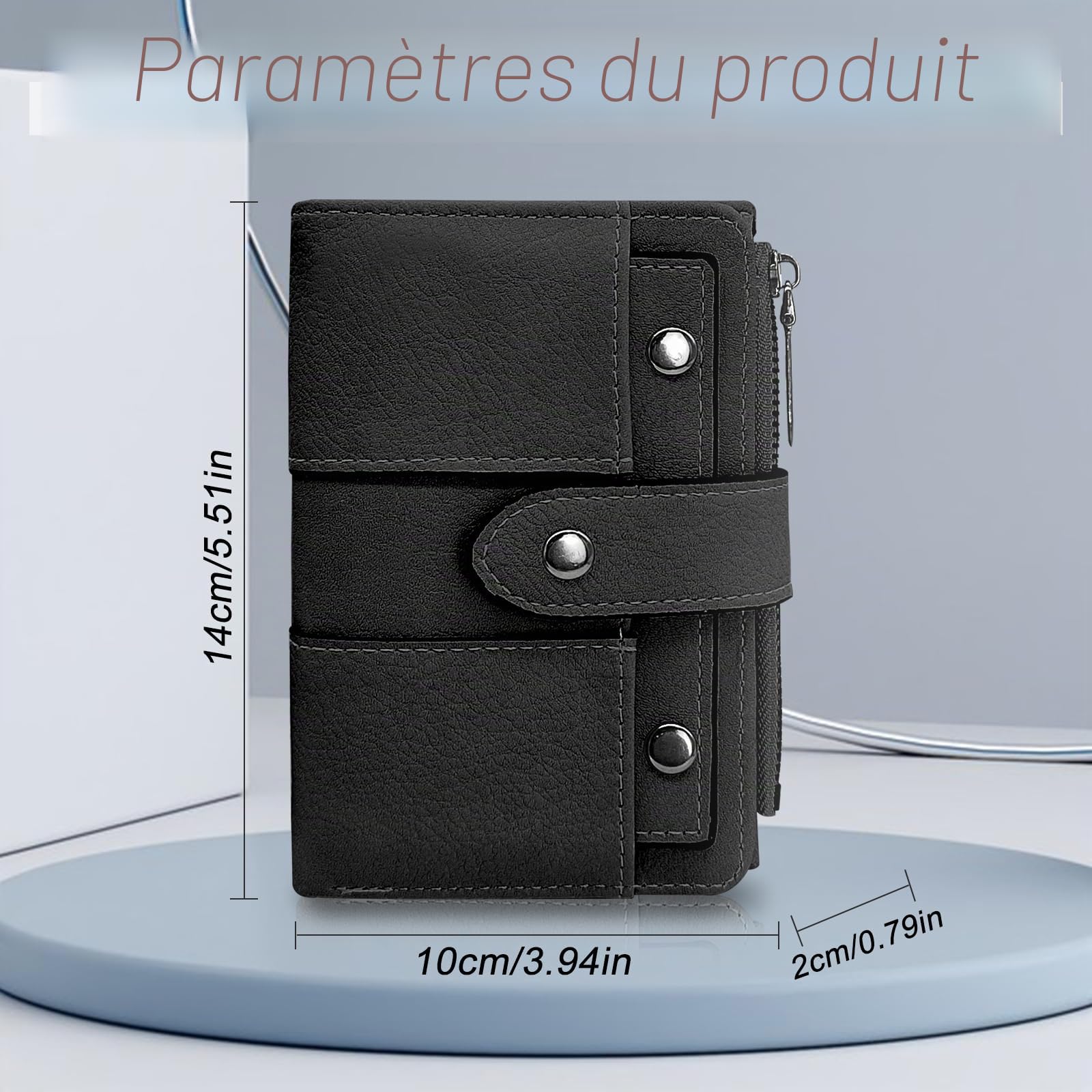 adistylinno-portefeuille-femme-noir-compact-zip-10-cartes image 2