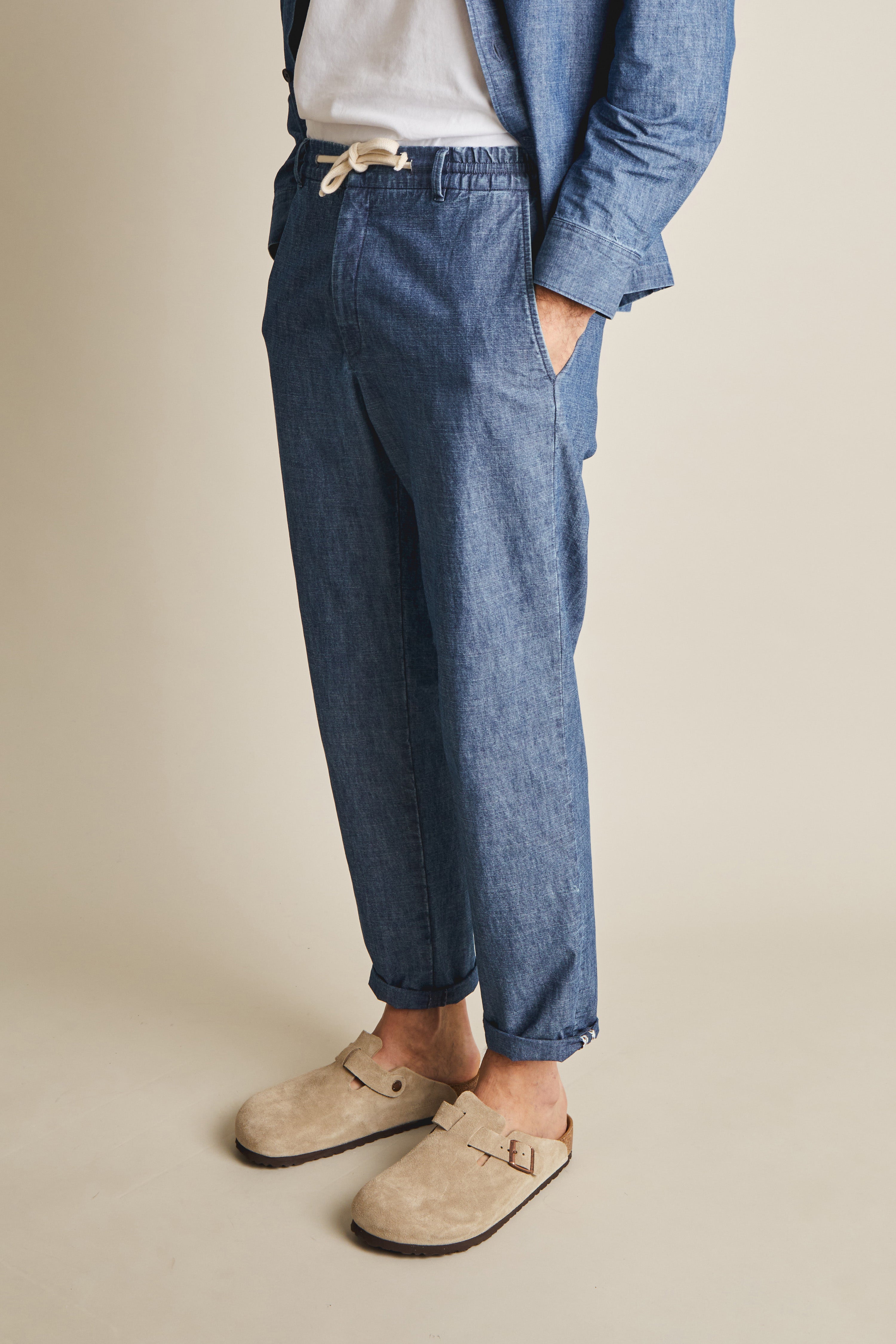 le-pantalon-jogpant-chambray-bleu-jogging-coton-homme image 5