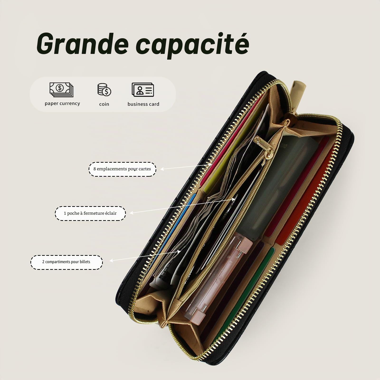 adistylinno-women-s-wallet-portefeuille-femme-noir-grand-8-cartes image 3