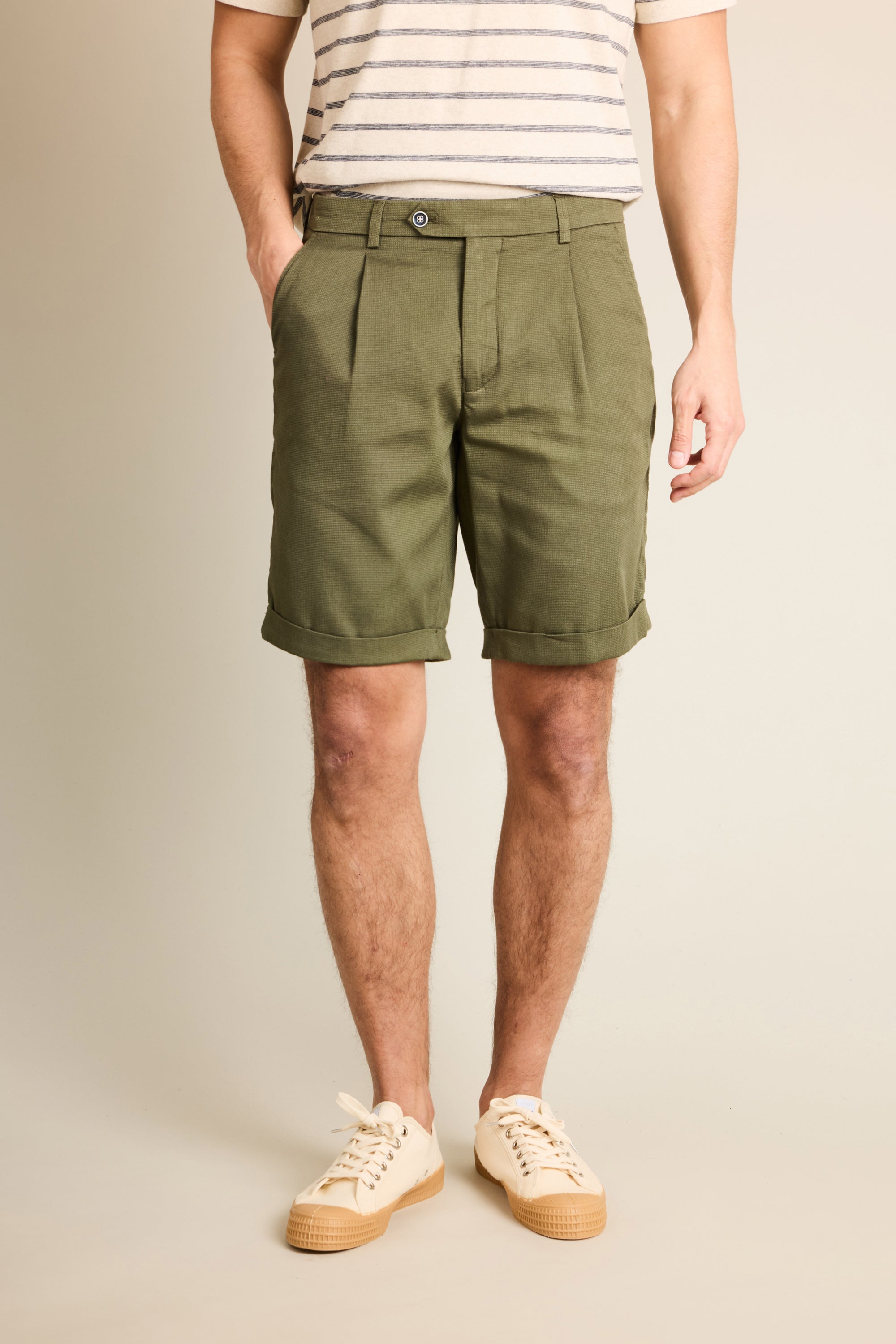 le-pantalon-bermudas-homme-fm-lpbct-2-kaki-coton image 5