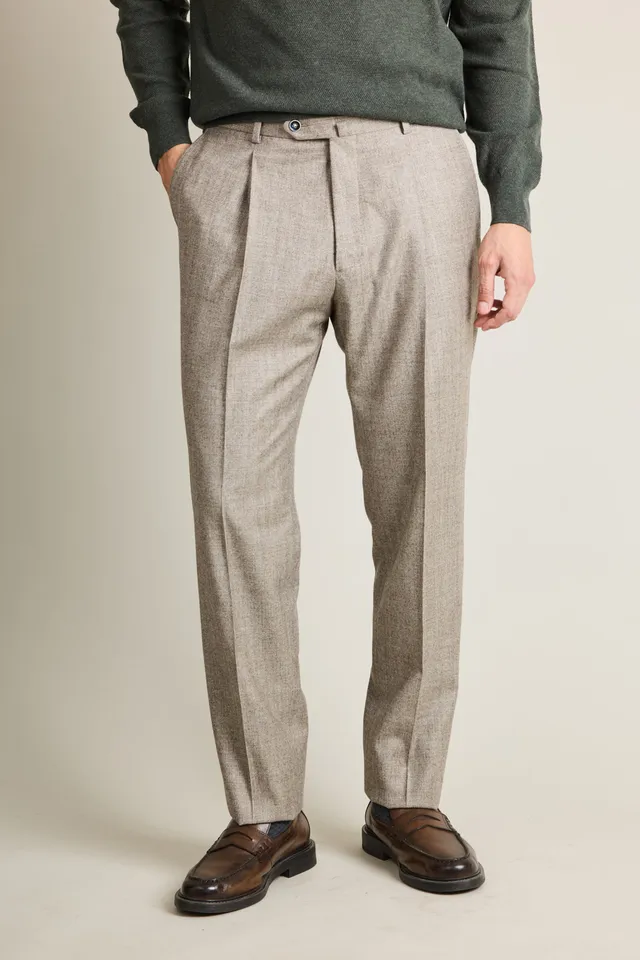le-pantalon-flanelle-homme-pantalon-greige-laine-pinces image 1