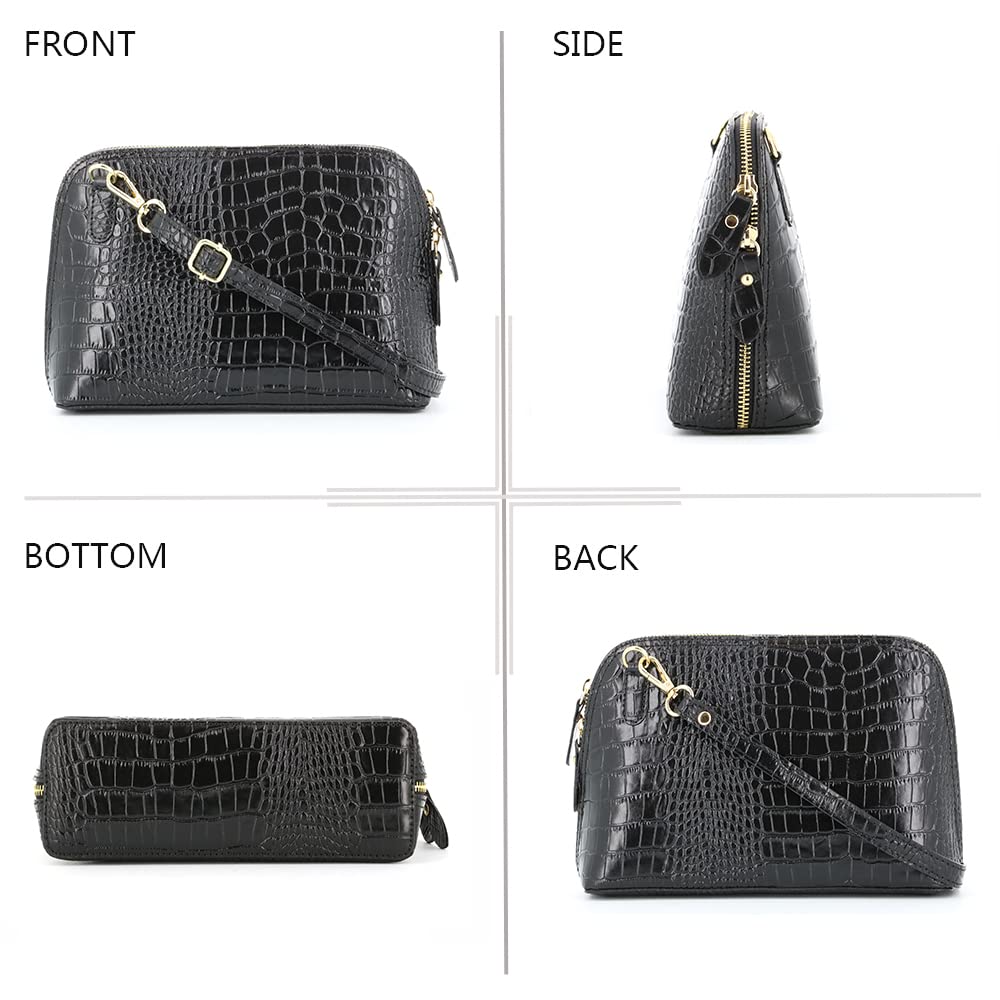 double-tree-sac-bandouli-re-cuir-d-me-croco-noir image 3