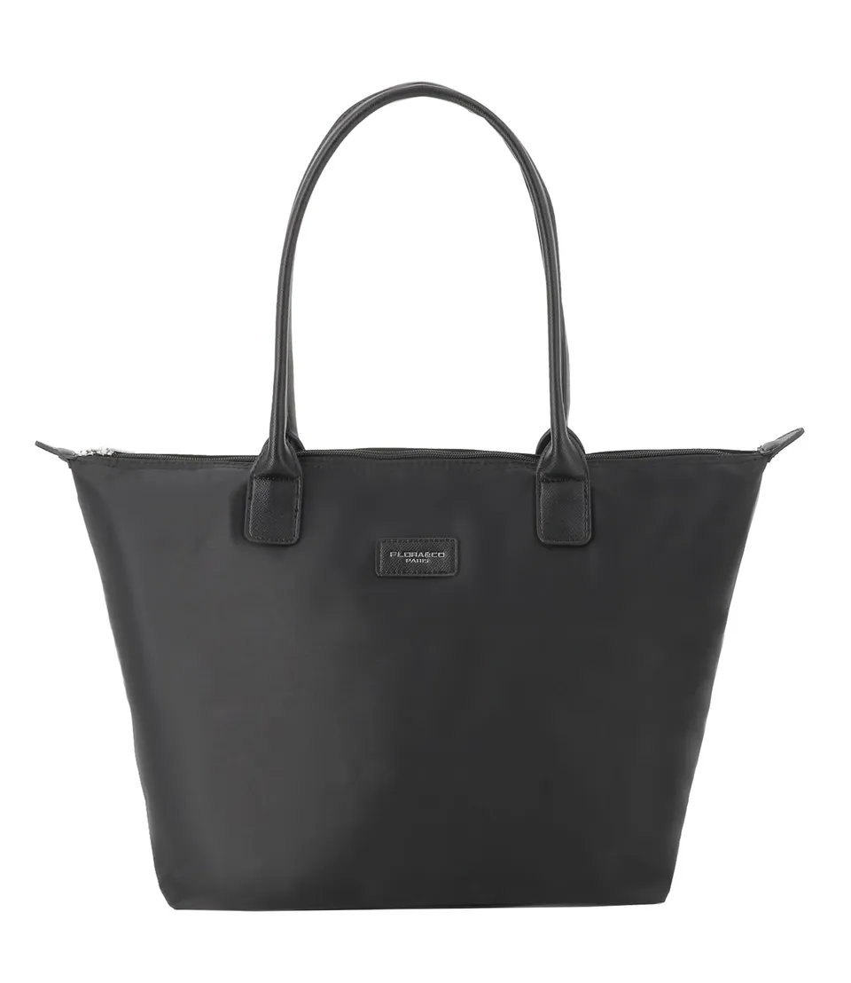 flora-co-cabas-tote-bag-nylon-noir-format-a4-l-ger image 1