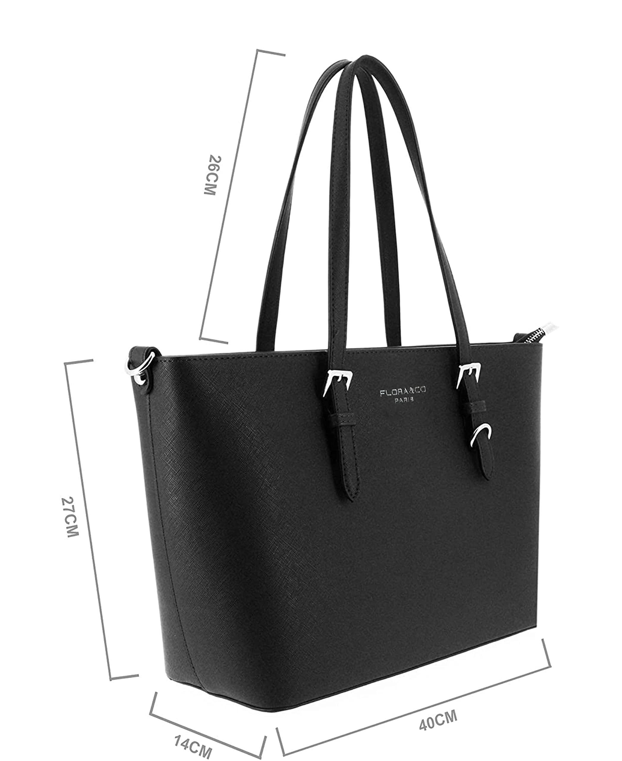 flora-co-cabas-sac-cabas-femme-noir-simili-cuir-a4 image 3