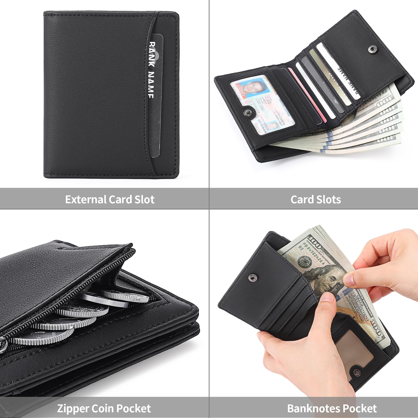 gaekeao-card-holder-wallet-porte-carte-homme-noir-rfid-zip image 5