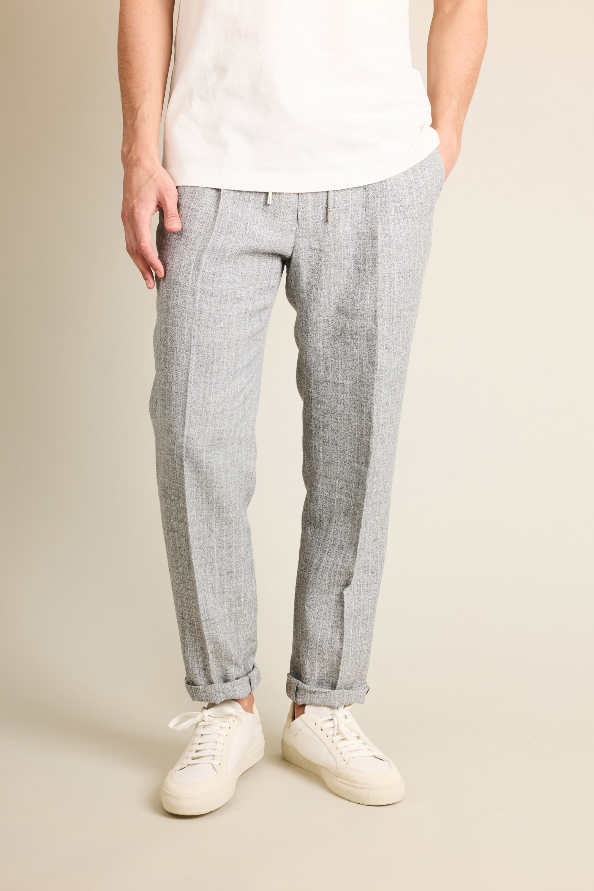 le-pantalon-pantalons-jogging-homme-jogpant-lin-coton-gris-ray image 2