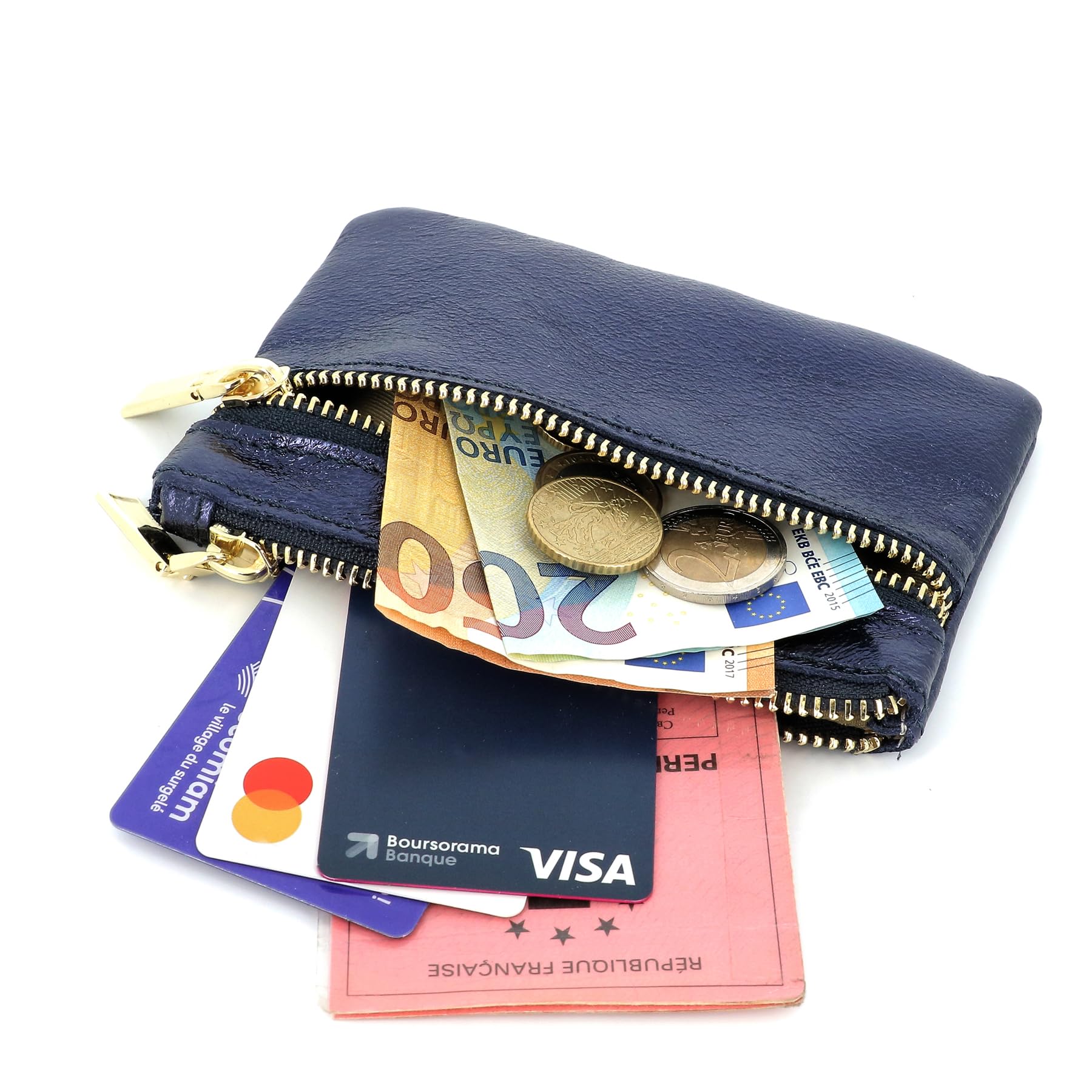 double-tree-porte-monnaie-cuir-bleu-iris-femme image 5