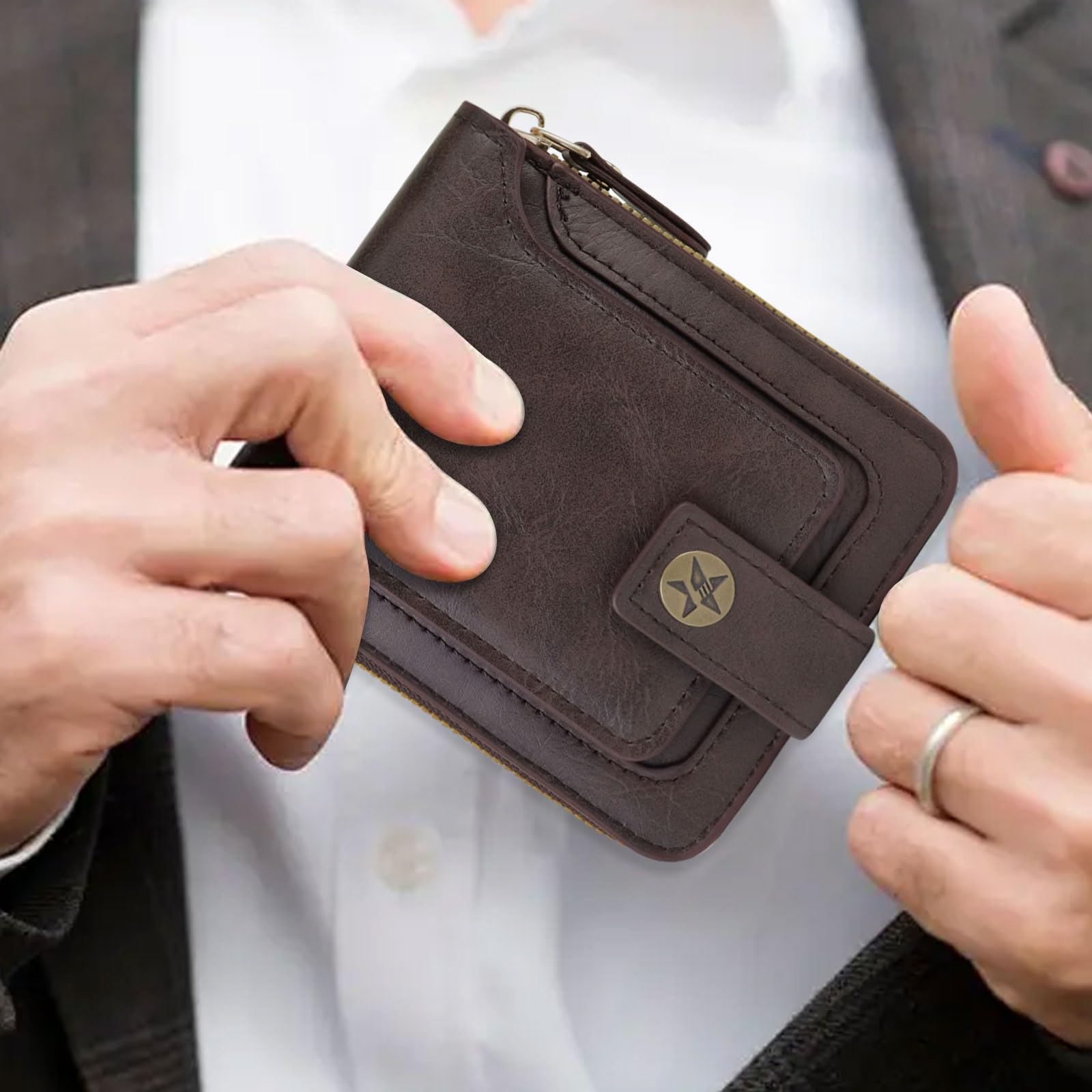 adistylinno-men-s-wallet-portefeuille-homme-marron-fonc-zip-8-cartes image 6