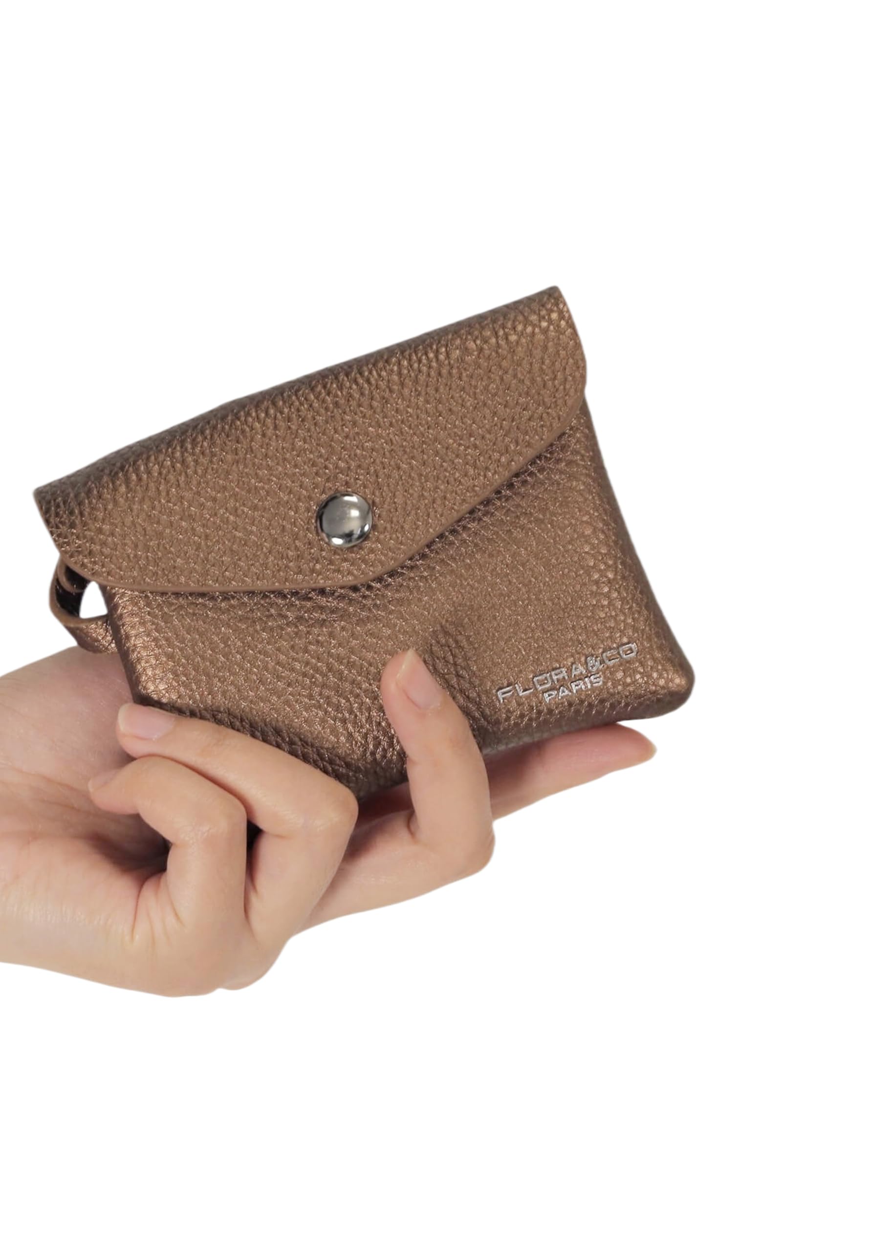 flora-co-porte-feuille-petit-porte-monnaie-marron-m-tal image 2