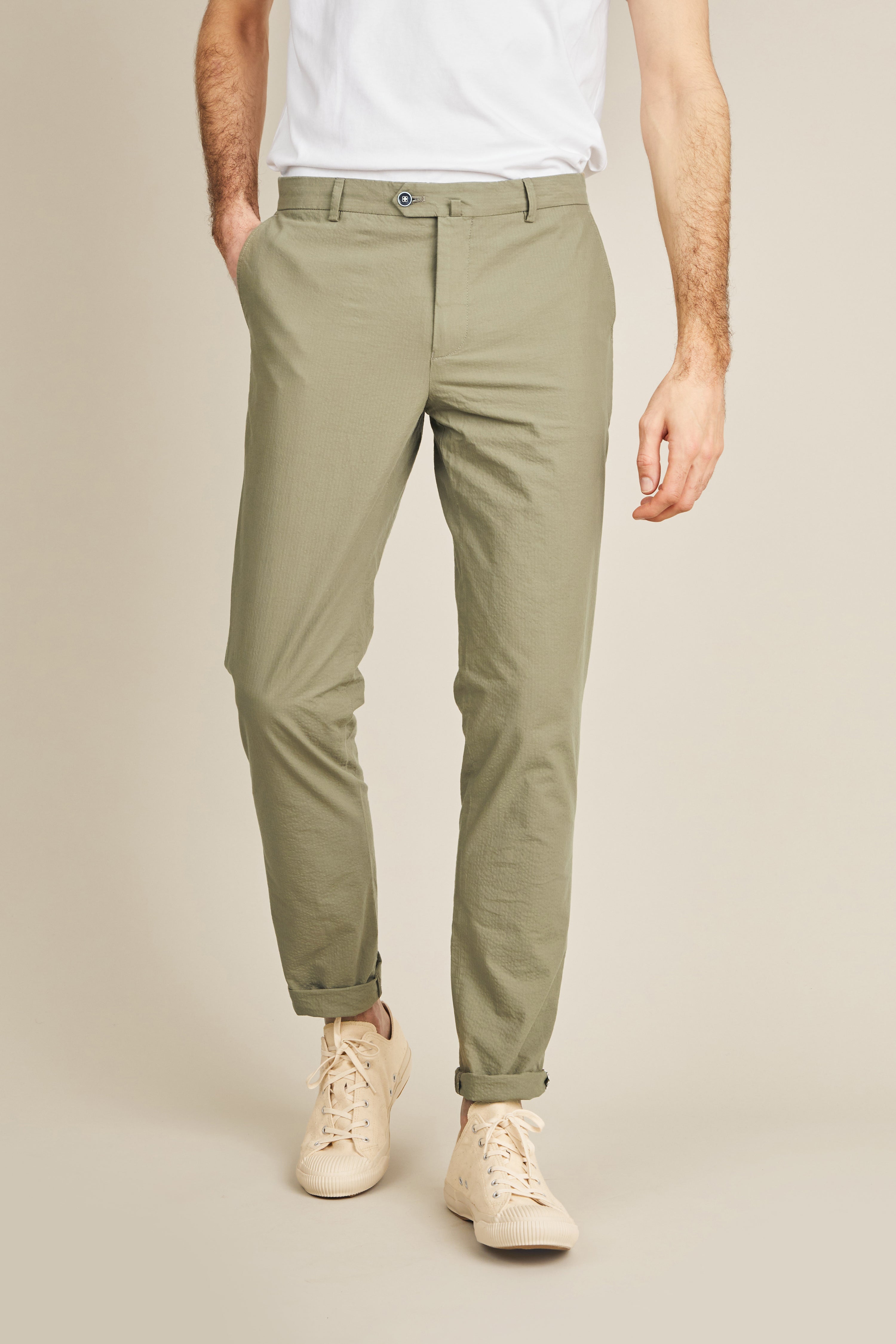 le-pantalon-chino-seersucker-kaki-pantalon-homme-t image 1