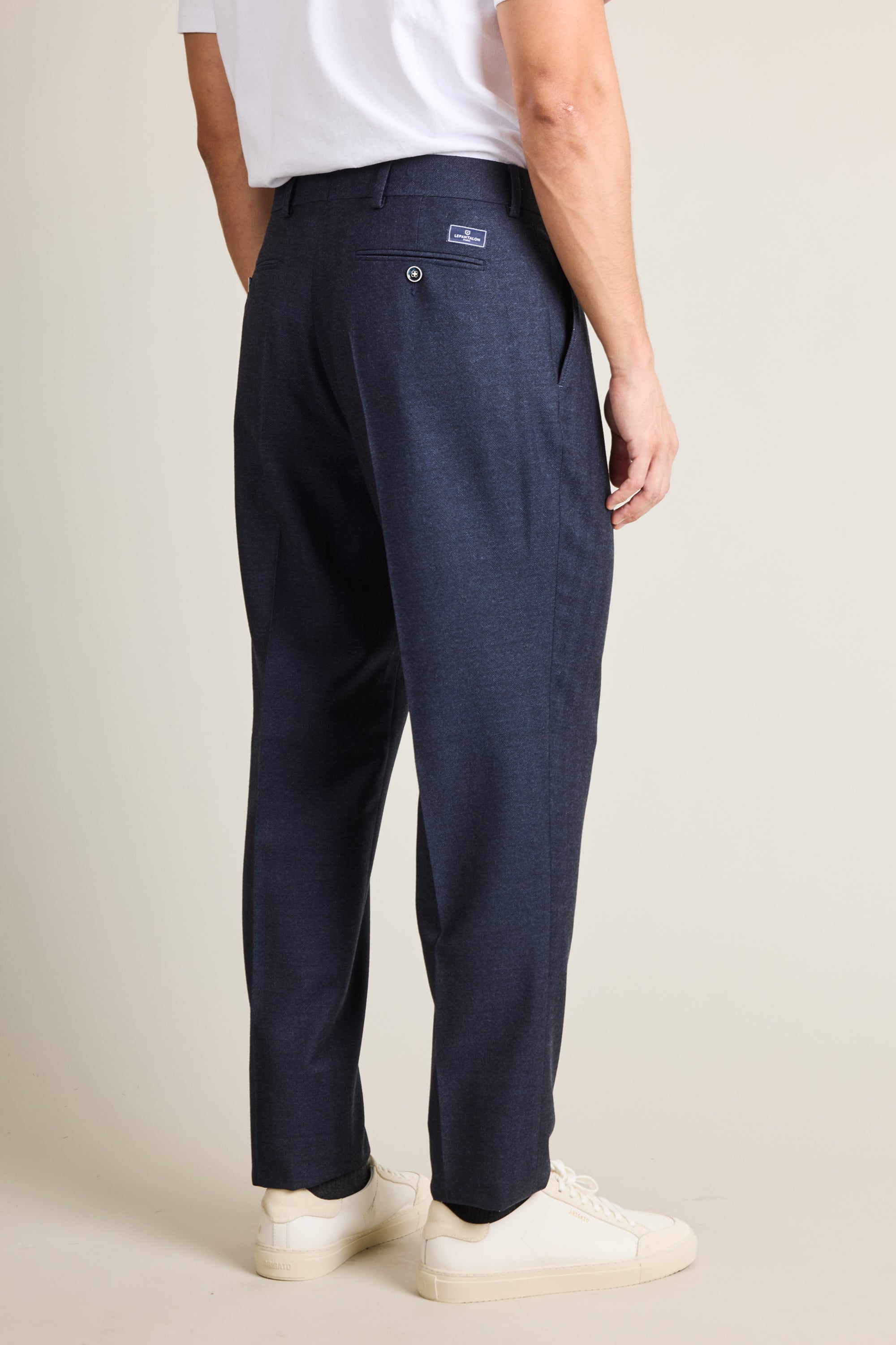 le-pantalon-flanelle-homme-pantalon-pinces-chevron-bleu-marine image 4