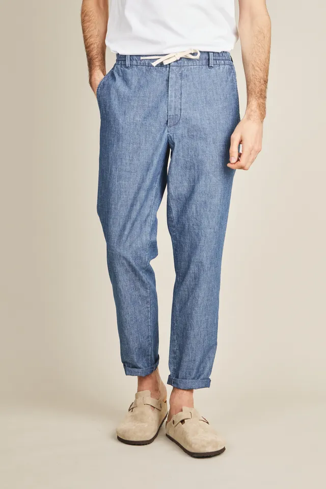 le-pantalon-jogpant-chambray-bleu-jogging-coton-homme image 1