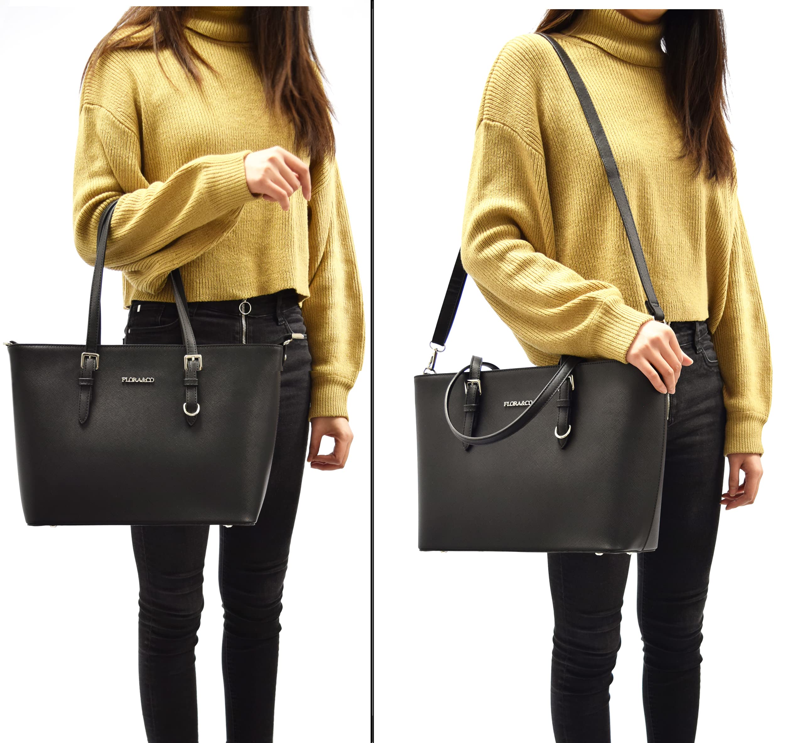 flora-co-cabas-sac-cabas-femme-noir-simili-cuir-a4 image 2