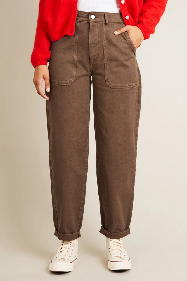 le-pantalon-jeans-femme-jean-balloon-marron-coton-recycl image 1