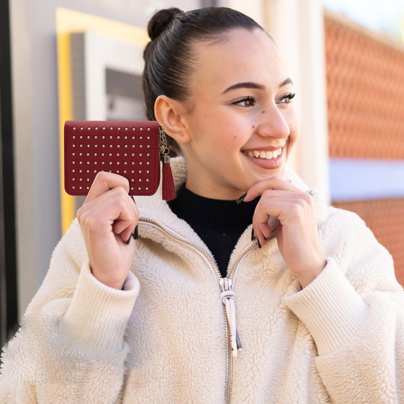 adistylinno-women-s-wallet-portefeuille-rouge-pompons image 6