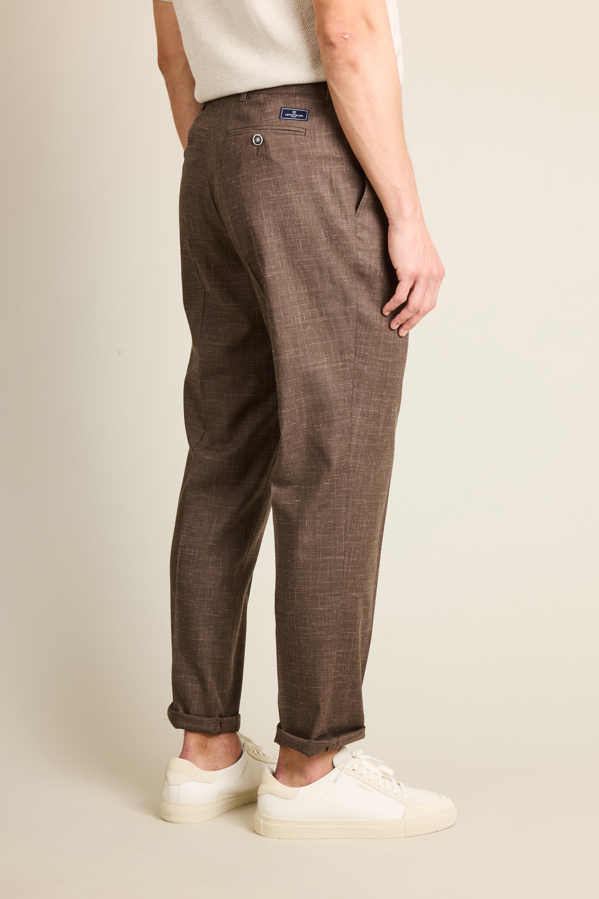 le-pantalon-pantalons-pinces-homme-fm-lpp-13-pantalon-marron-l-ger image 4