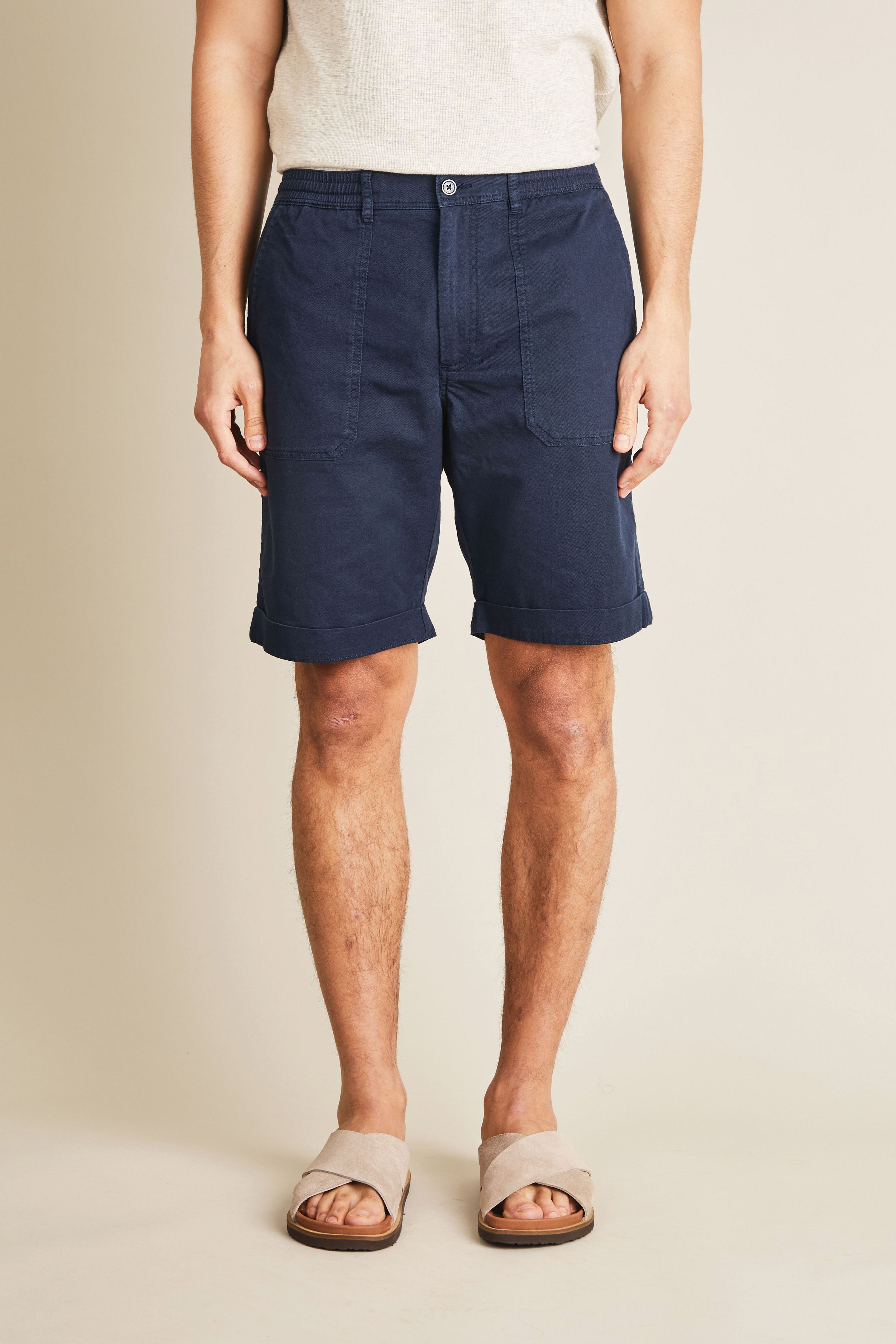 le-pantalon-bermudas-homme-fatigue-short-bleu-marine-lin image 1