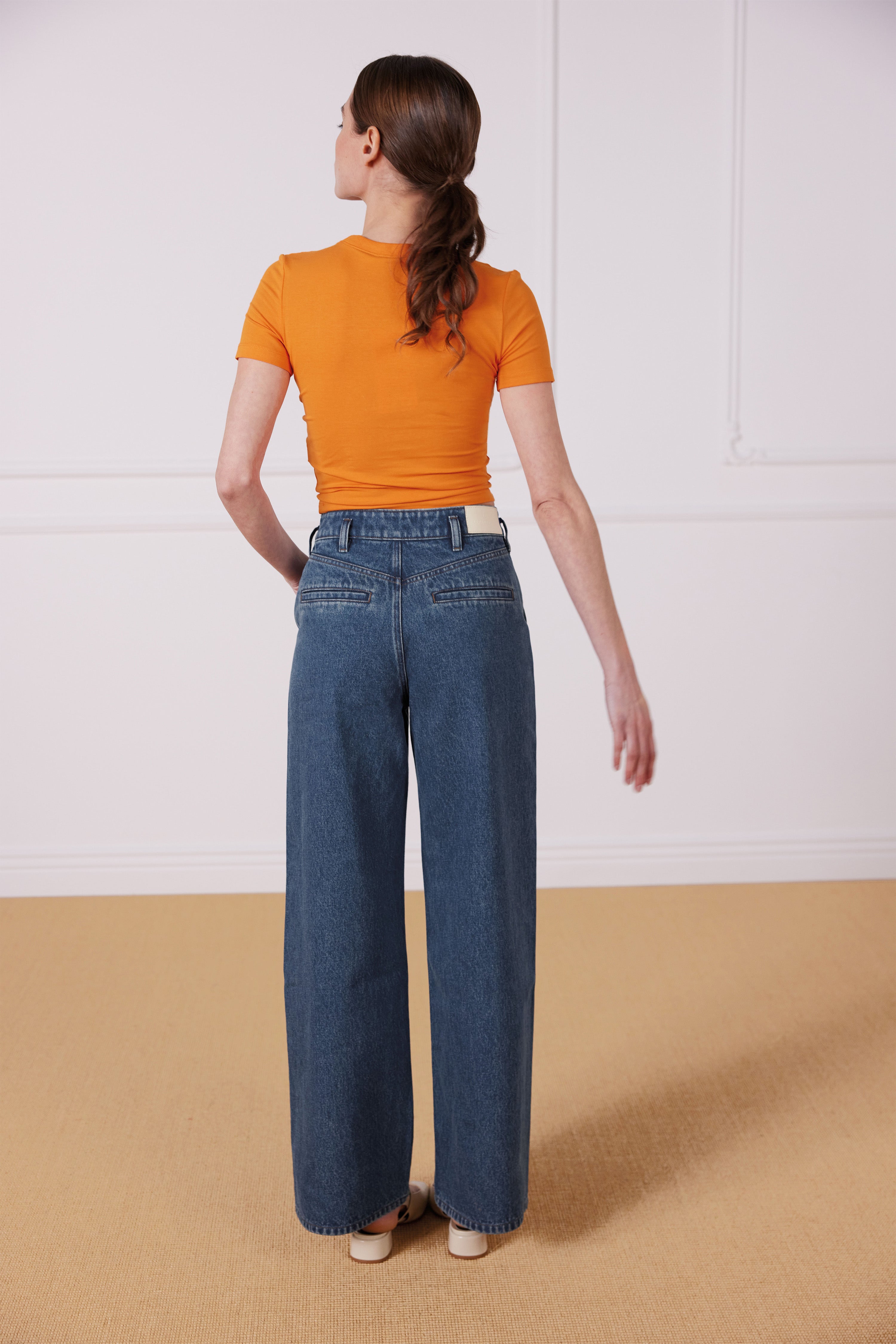 le-pantalon-jean-large-middle-blue-jean-femme-coton-taille-haute image 6