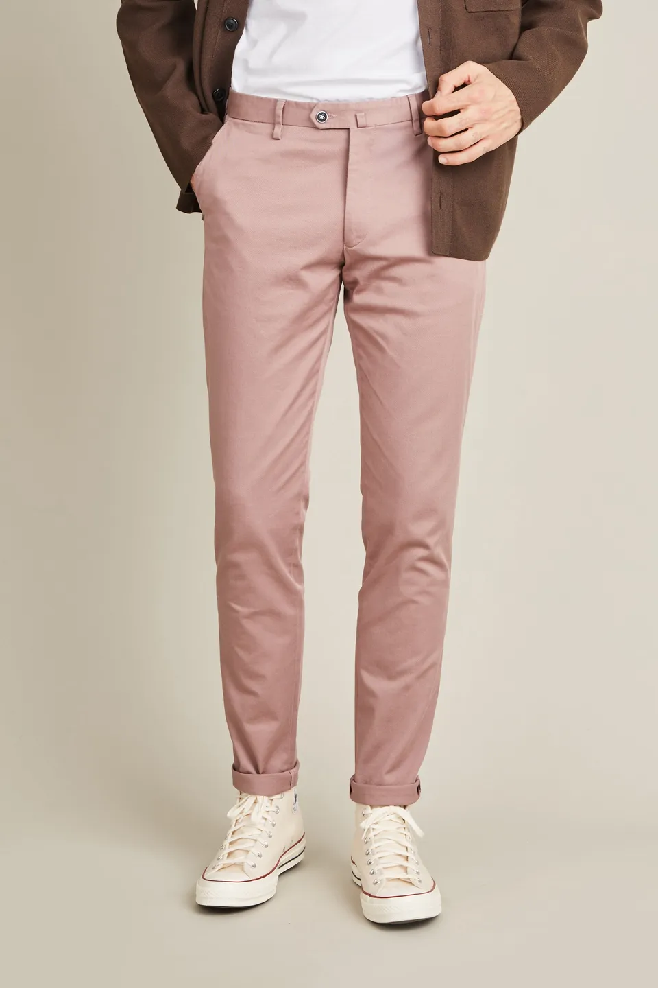 le-pantalon-chinos-homme-classique-chino-bois-de-rose-coton image 1