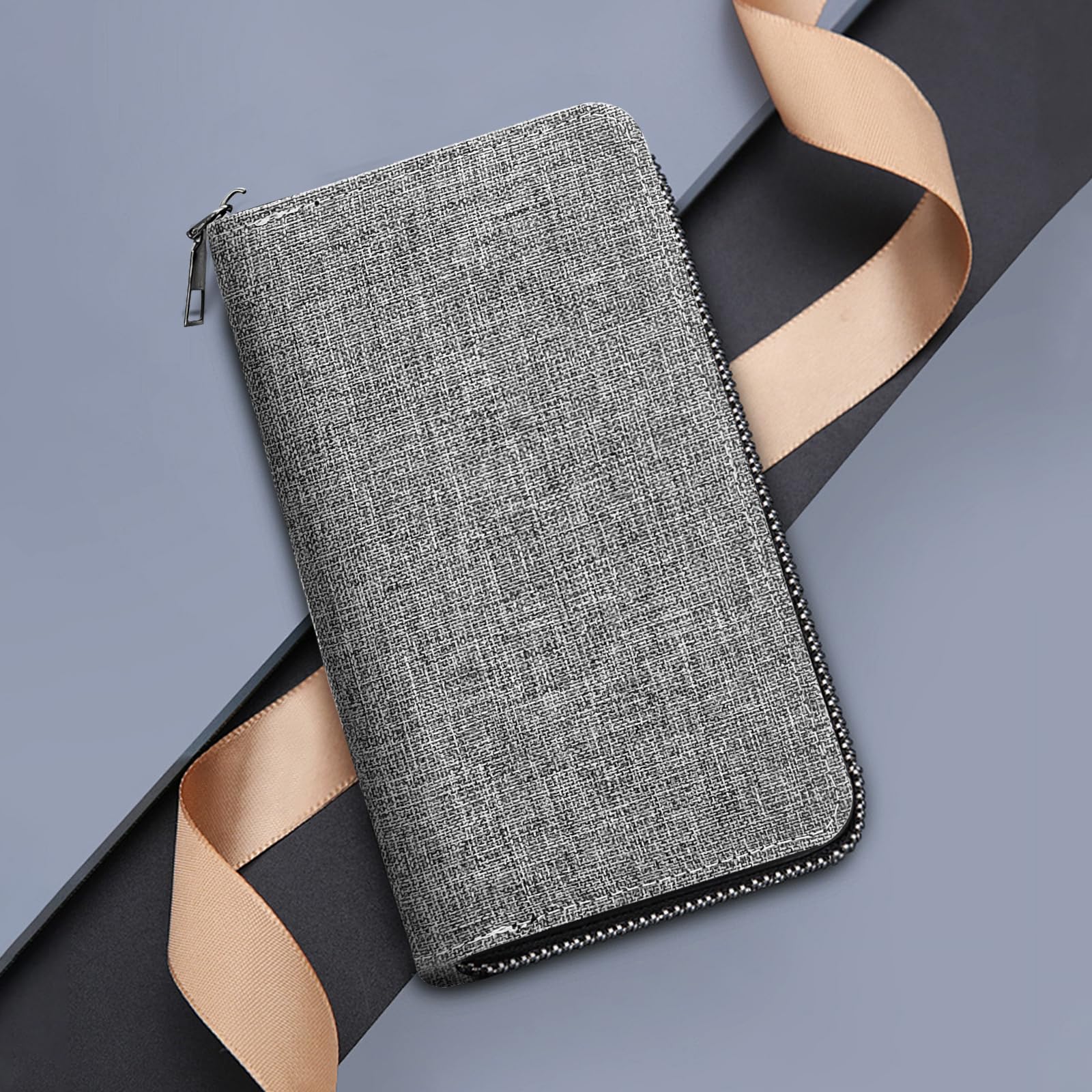 adistylinno-women-s-wallet-portefeuille-long-toile-gris-grande-capacit image 7