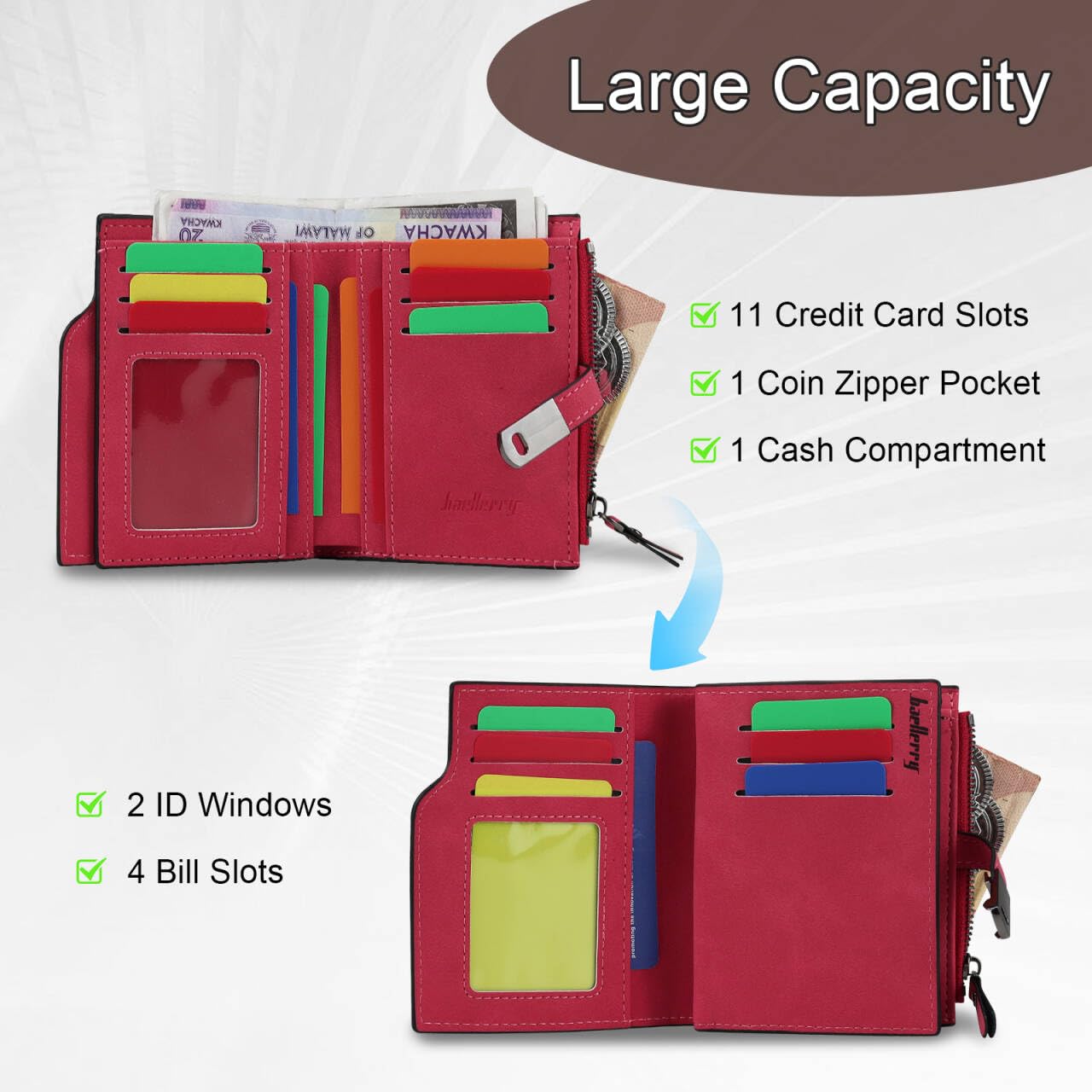 adistylinno-women-s-wallet-portefeuille-femme-rouge-15-cartes image 3