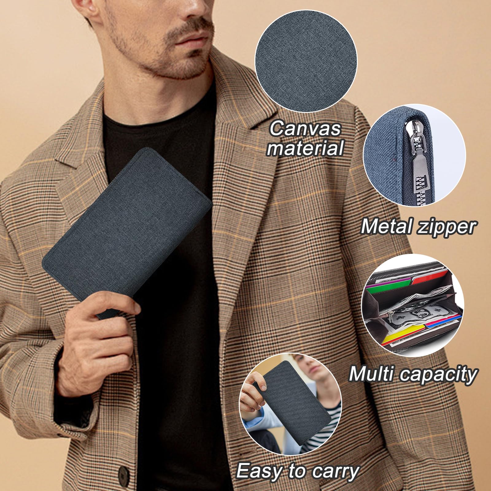 adistylinno-men-s-wallet-portefeuille-homme-toile-long-noir image 2