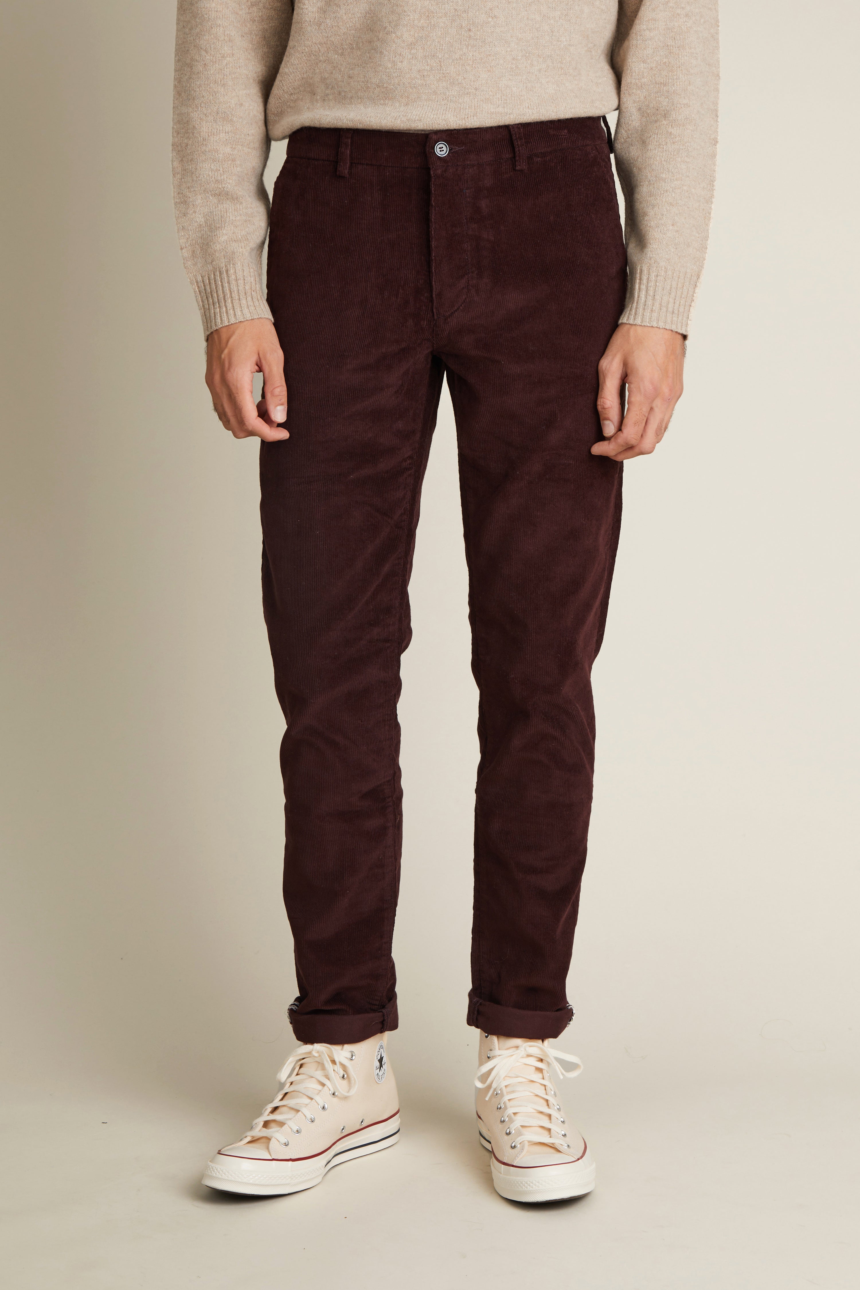 le-pantalon-velours-chino-homme-bordeaux-semi-slim-chaud image 1