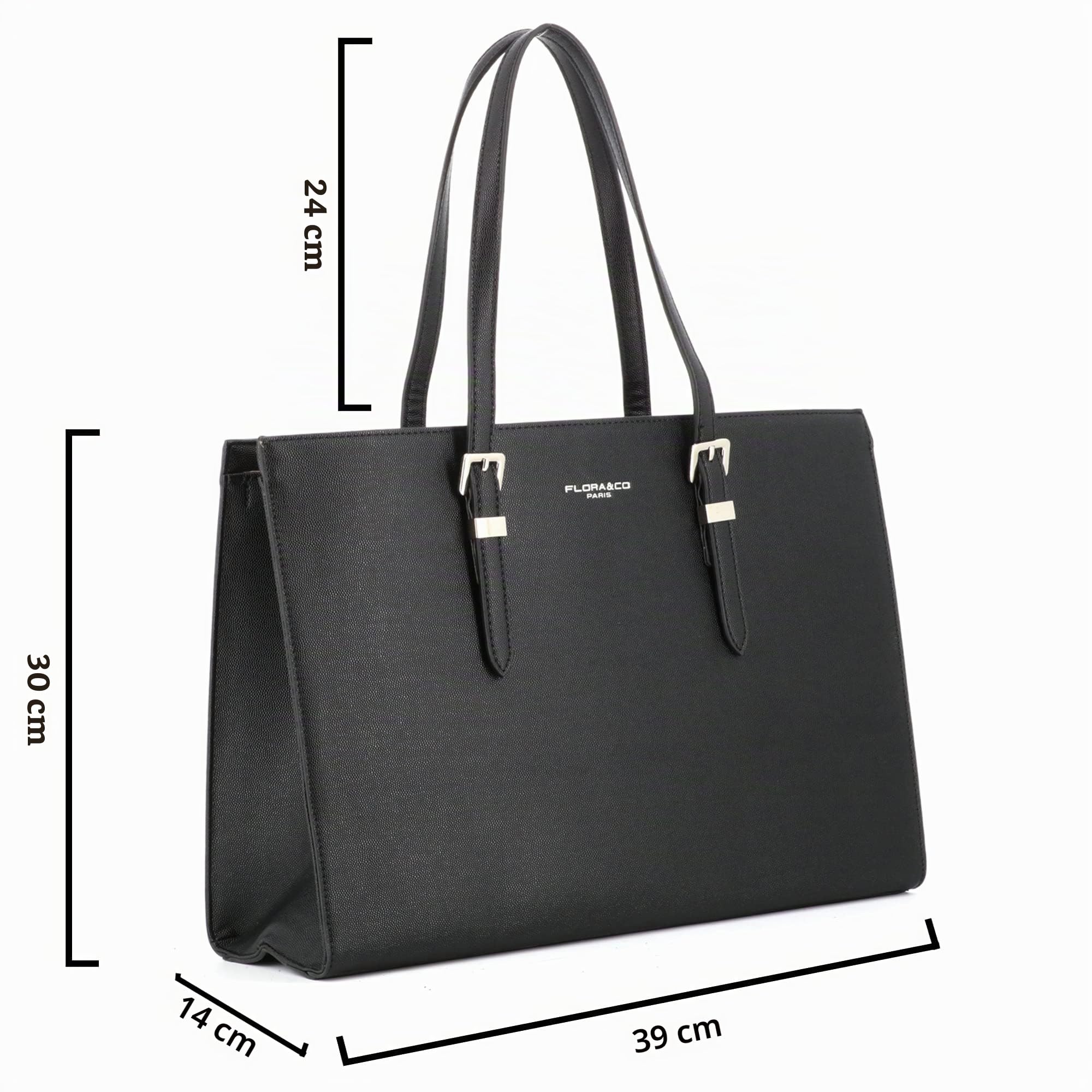 flora-co-cabas-sac-main-femme-noir-similicuir-grain-a4 image 3
