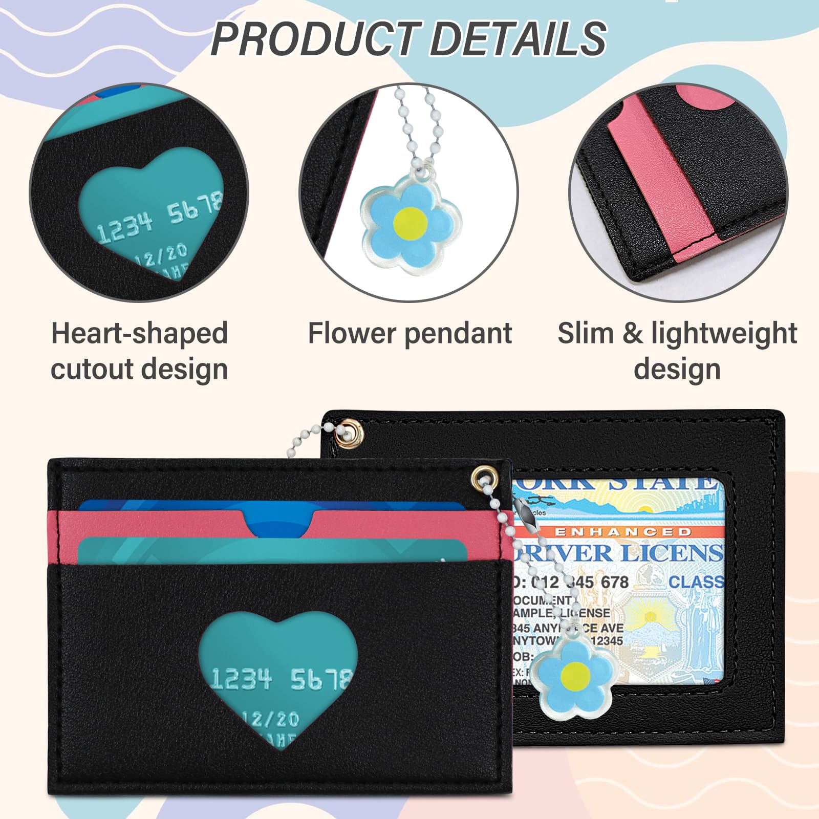 adistylinno-card-wallet-porte-cartes-femme-noir-cuir-fin-porte-cl-s image 2