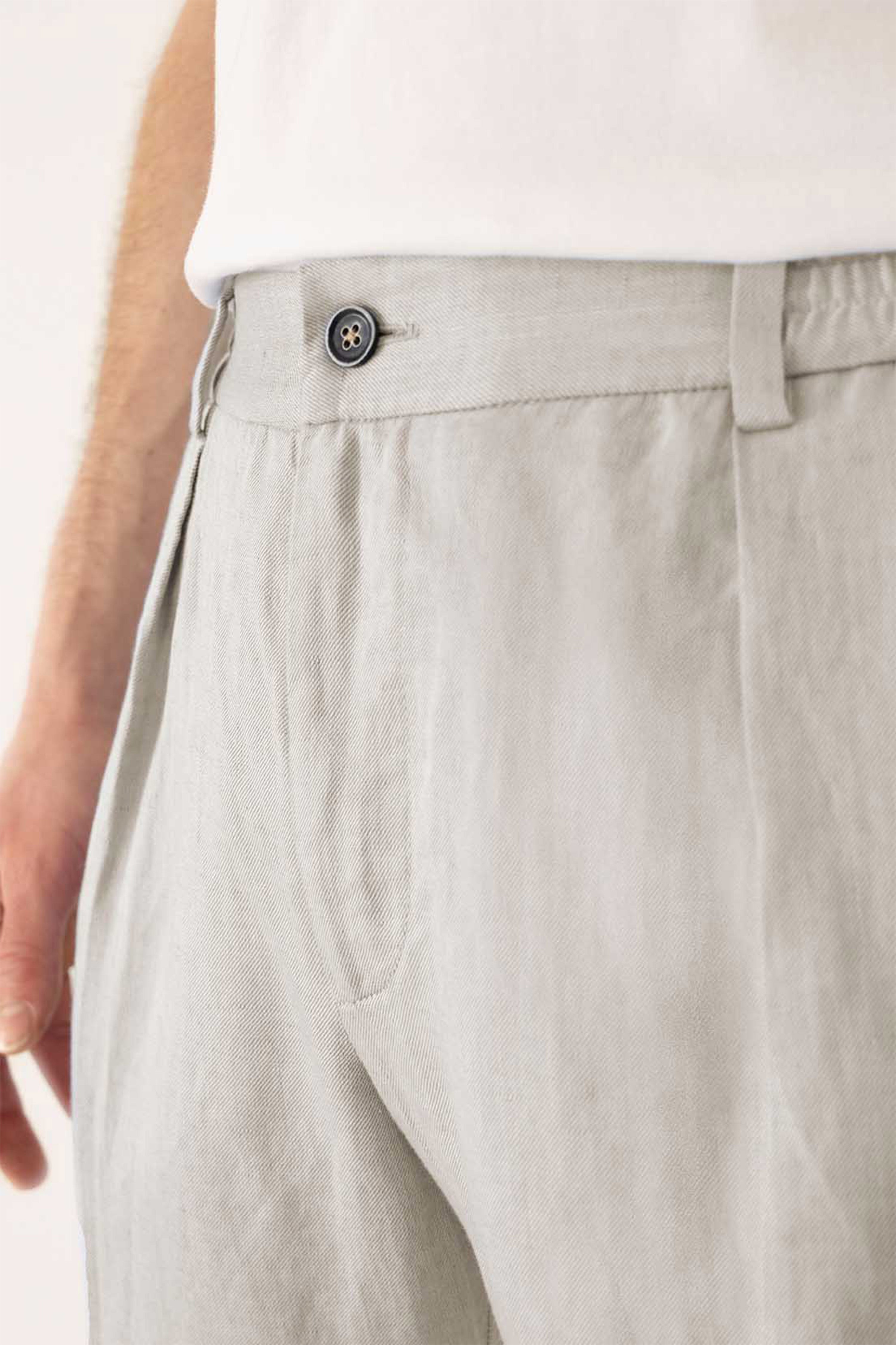 le-pantalon-pinces-pantalon-homme-gris-clair-lin-lyocell-taille-42 image 2