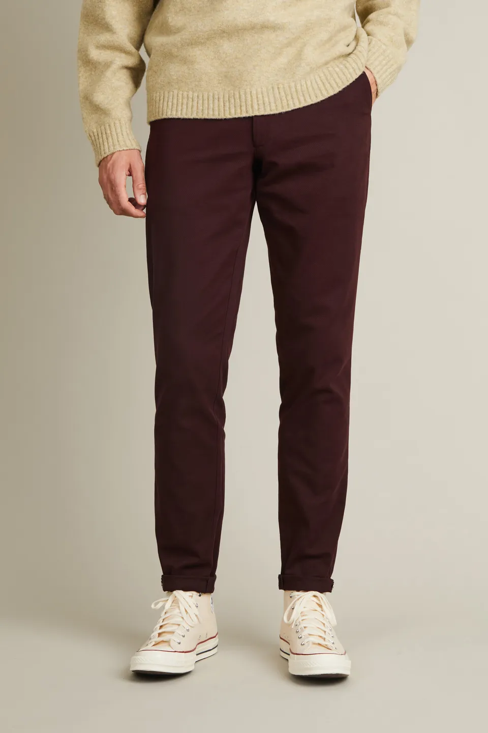 le-pantalon-chinos-fm-lpct-5-chino-bordeaux-textur-coton image 1