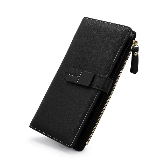 adistylinno-women-s-wallet-portefeuille-long-femme-noir-cuir-pu image 1