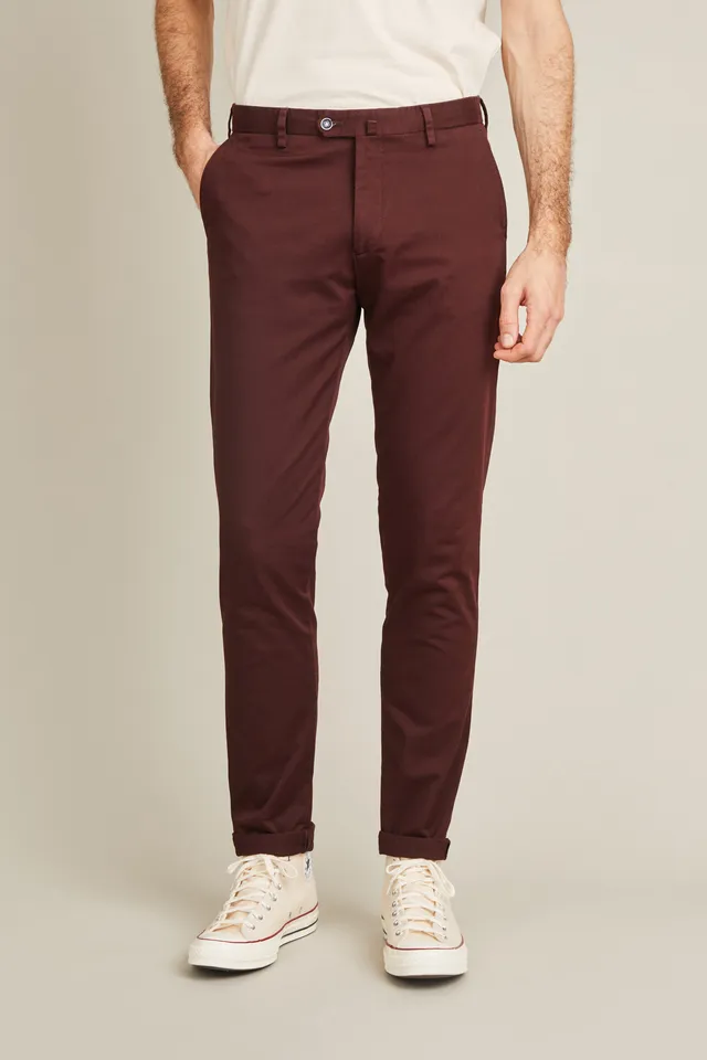 le-pantalon-chinos-homme-classique-lie-de-vin-coton image 1