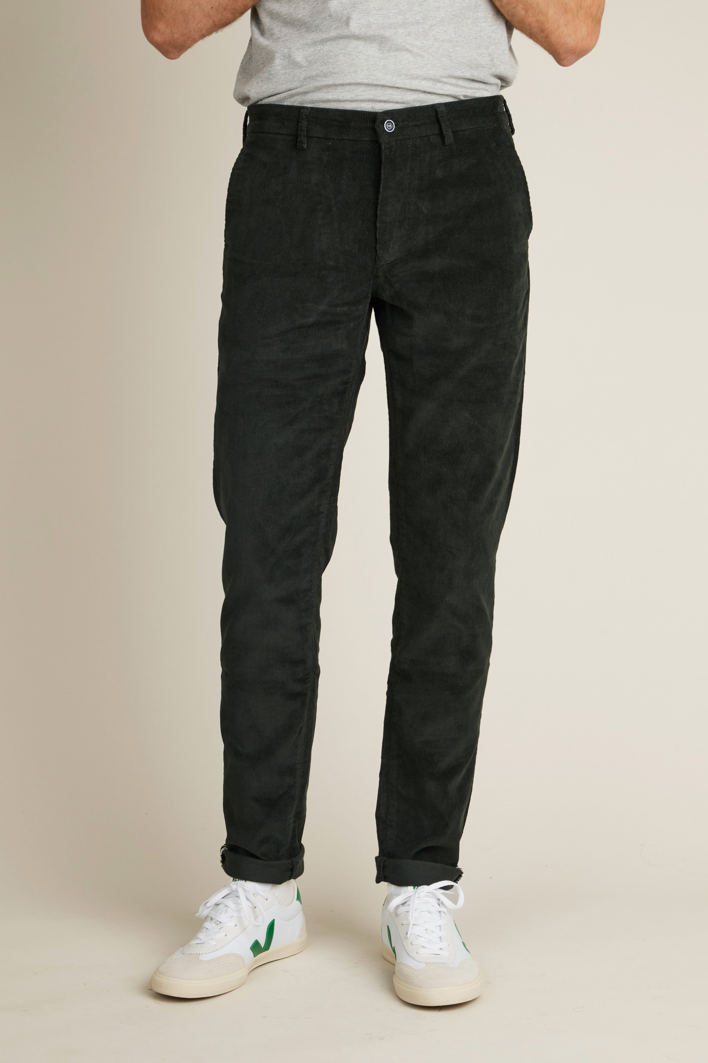 le-pantalon-chino-velours-vert-sapin-pantalon-chaud-hiver image 1