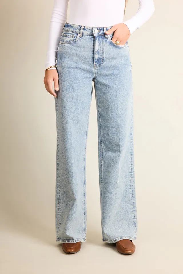 le-pantalon-jean-wideleg-bleached-femme-taille-haute image 1
