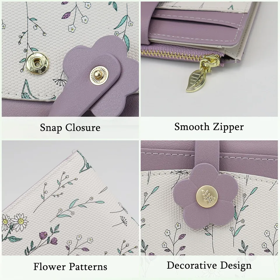 adistylinno-women-s-wallet-portefeuille-violet-fleur-compact image 1