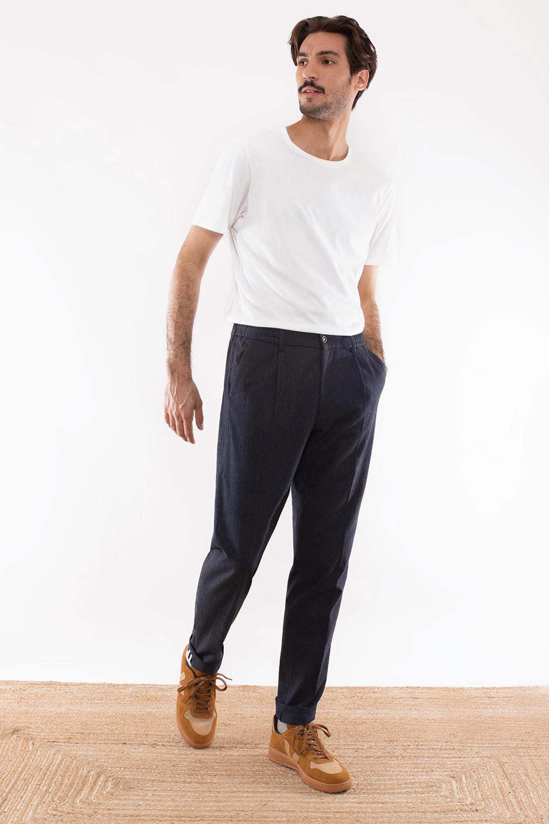 le-pantalon-cargo-homme-pantalon-chaud-bleu-marine-coton image 4