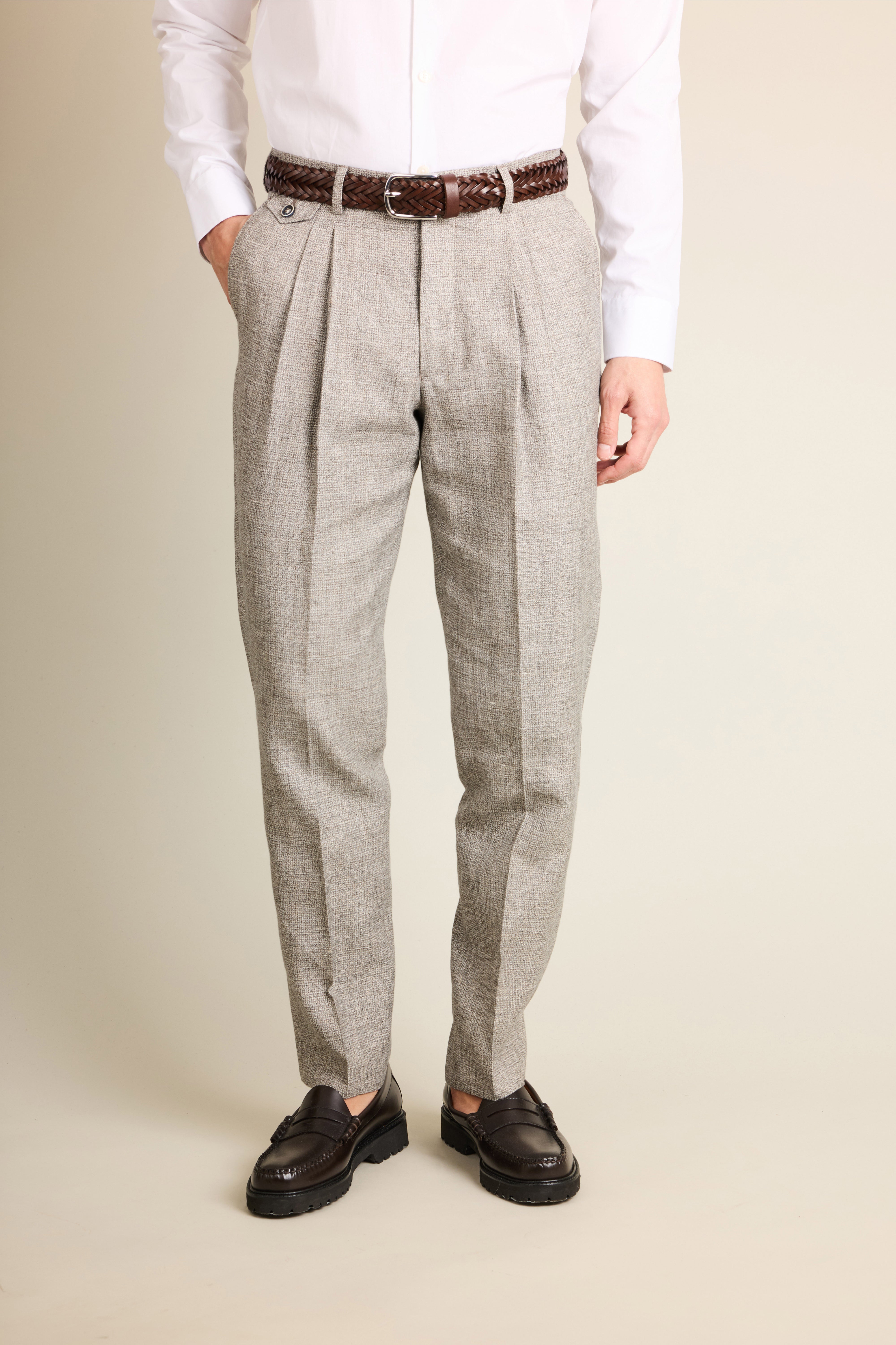 le-pantalon-pantalons-pinces-pantalon-lin-homme-pied-de-puce image 5