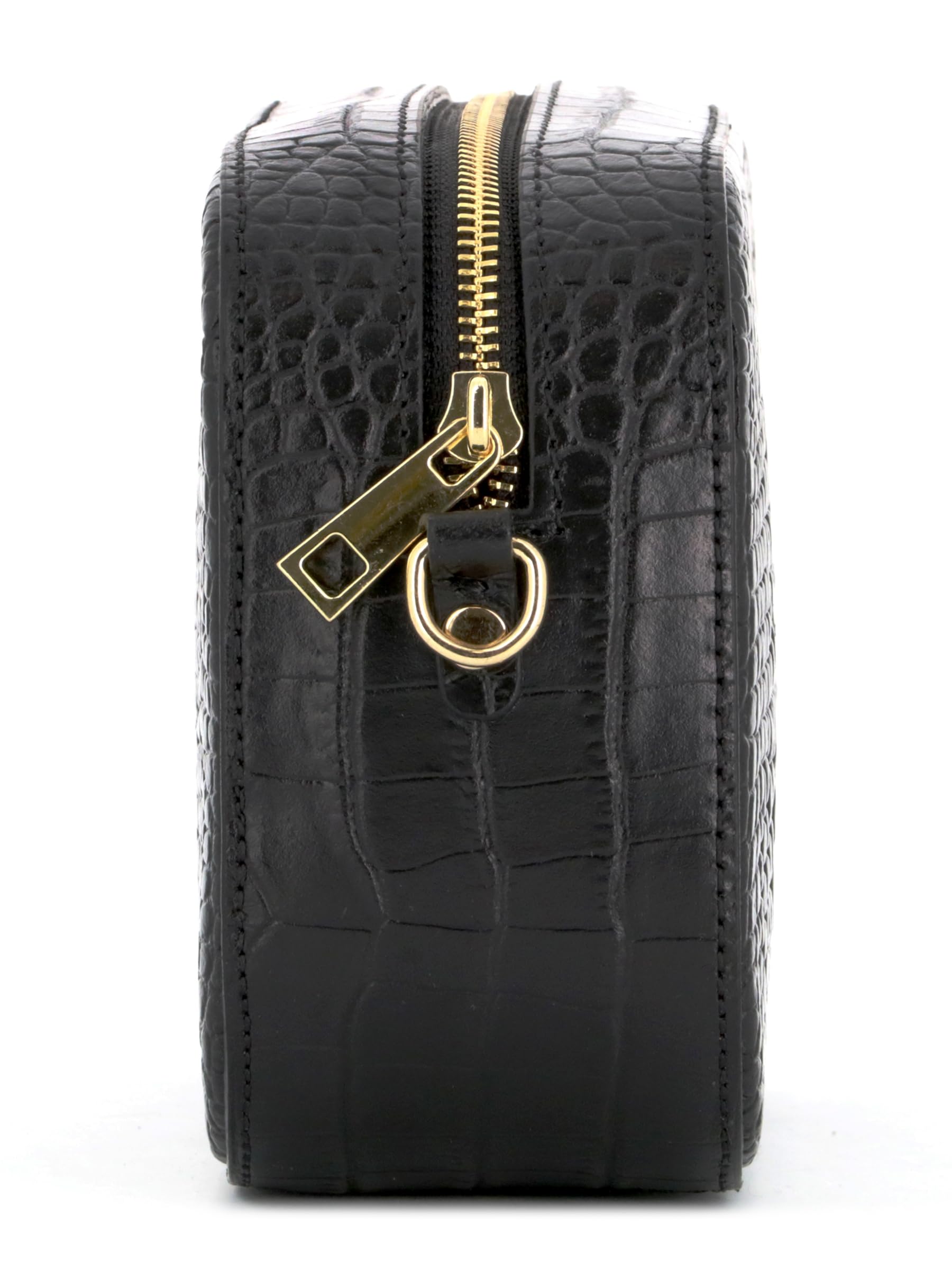 double-tree-sac-bandouli-re-camera-cuir-croco-noir image 8