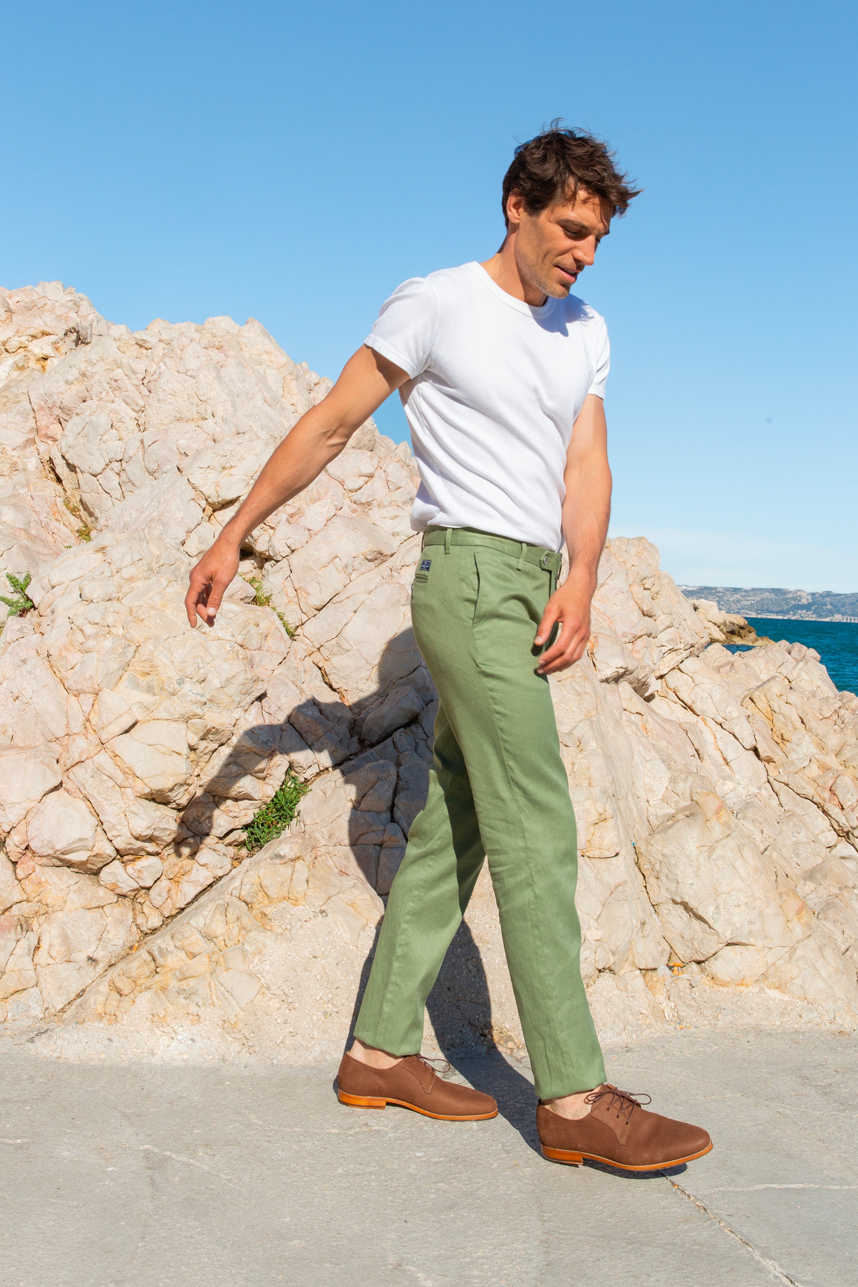 le-pantalon-chinos-homme-chino-coton-lin-kaki-pantalon image 4