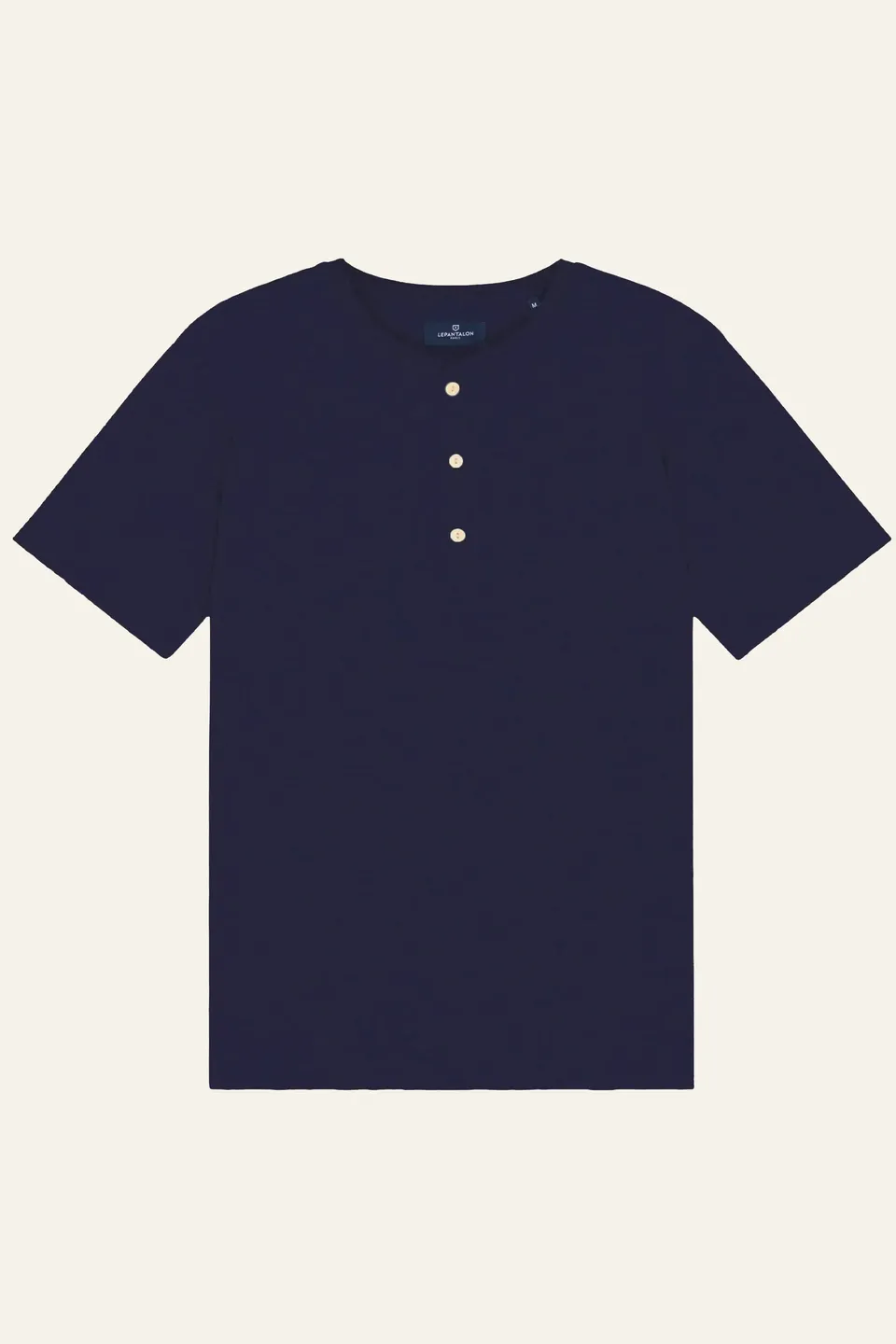 le-pantalon-t-shirts-homme-henley-t-shirt-bleu-marine-coton image 1