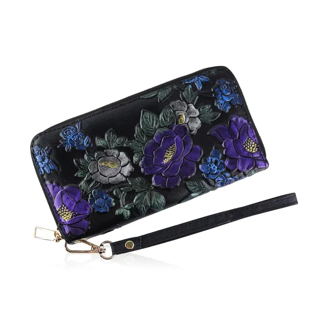 adistylinno-women-s-wallet-portefeuille-floral-noir-bracelet-8-cartes image 1