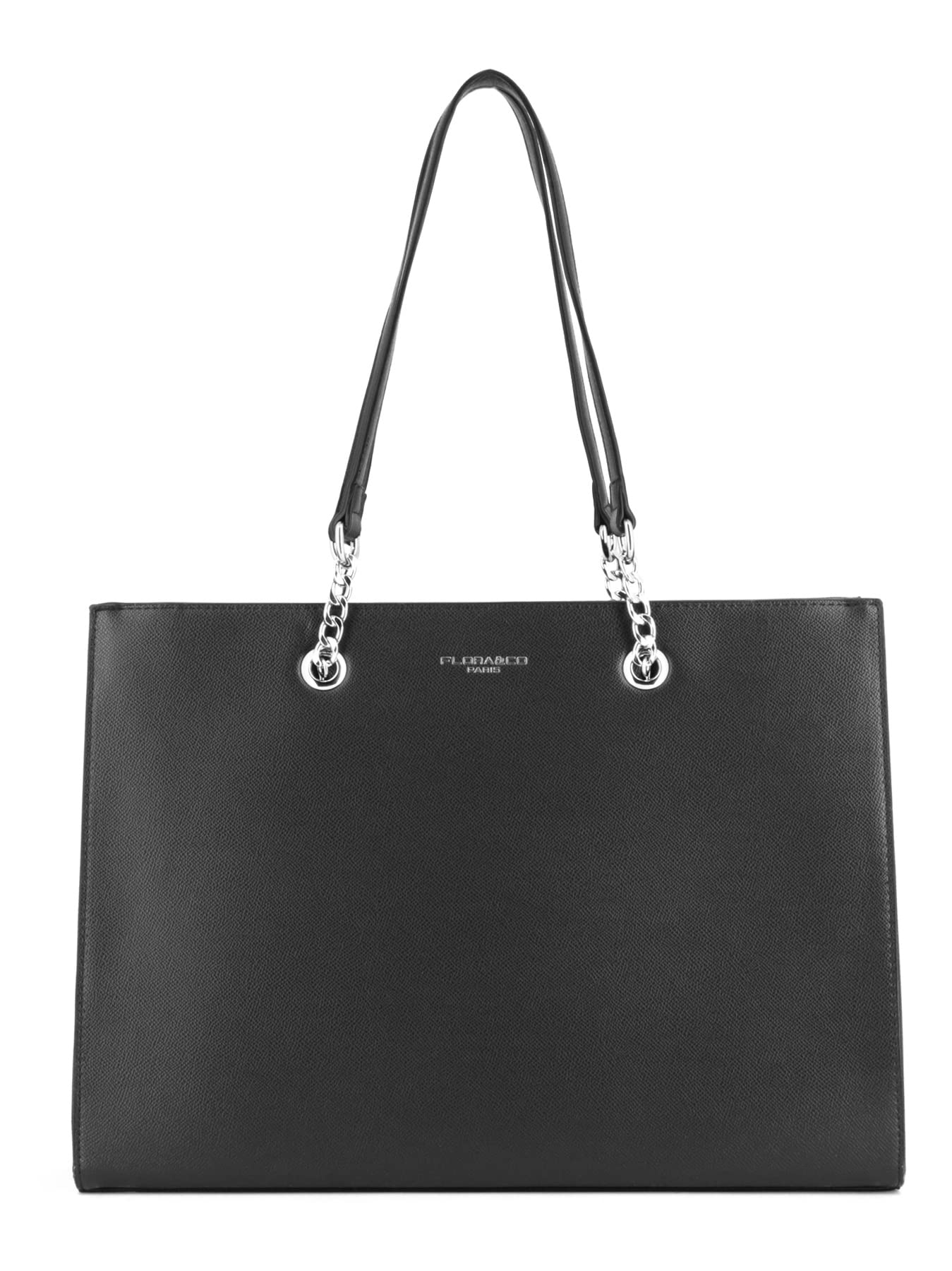 flora-co-cabas-sac-main-femme-noir-similicuir-cha-ne-a4 image 1