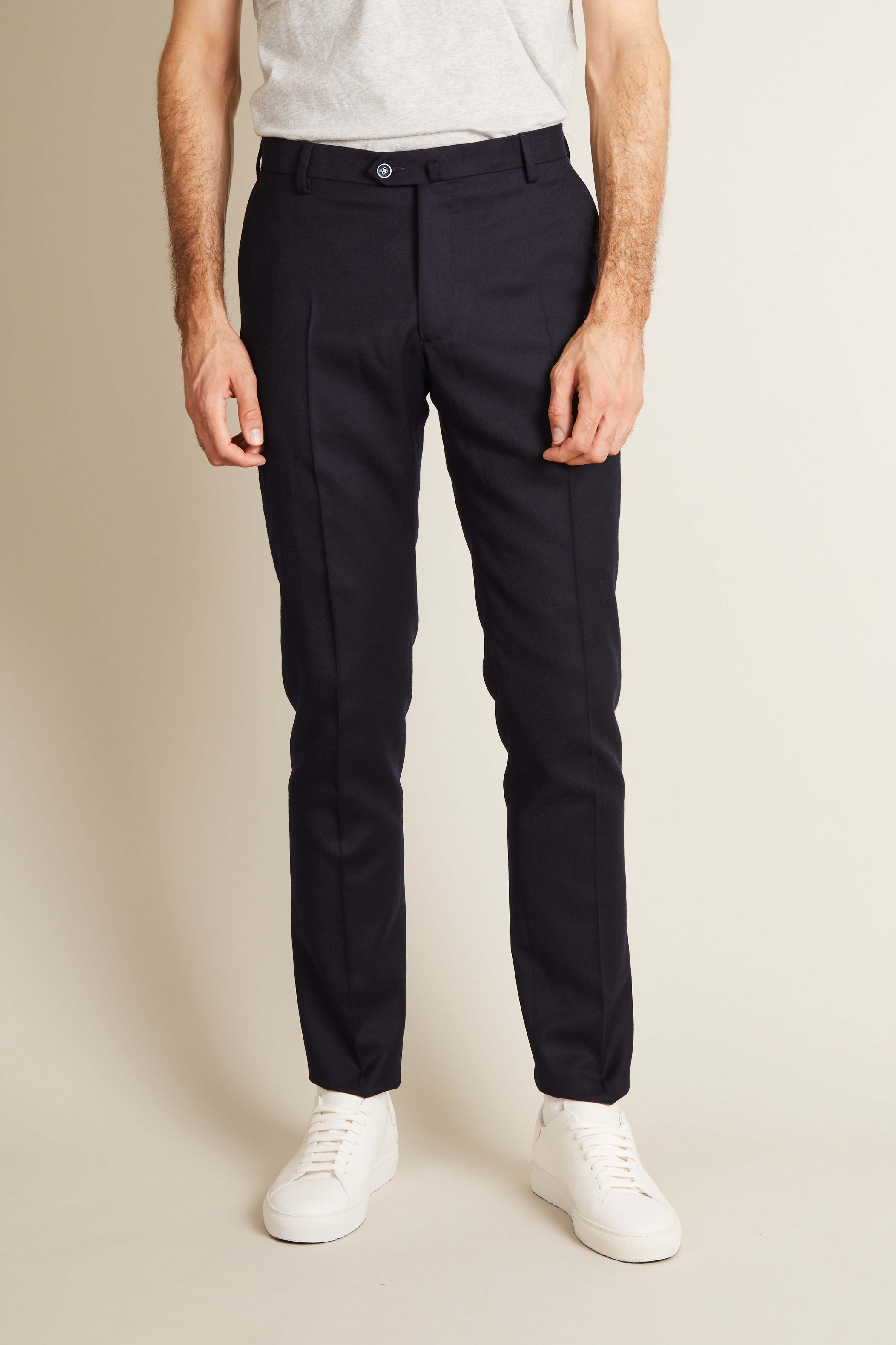 le-pantalon-flanelle-stretch-bleu-marine-laine-m-rinos image 1