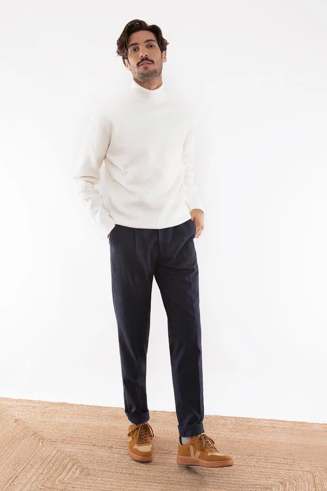 le-pantalon-cargo-homme-pantalon-chaud-bleu-marine-coton image 1