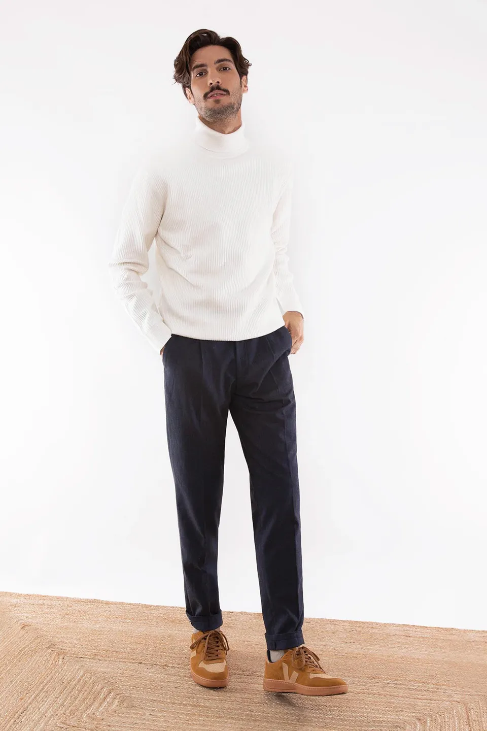 le-pantalon-cargo-homme-pantalon-chaud-bleu-marine-coton image 1