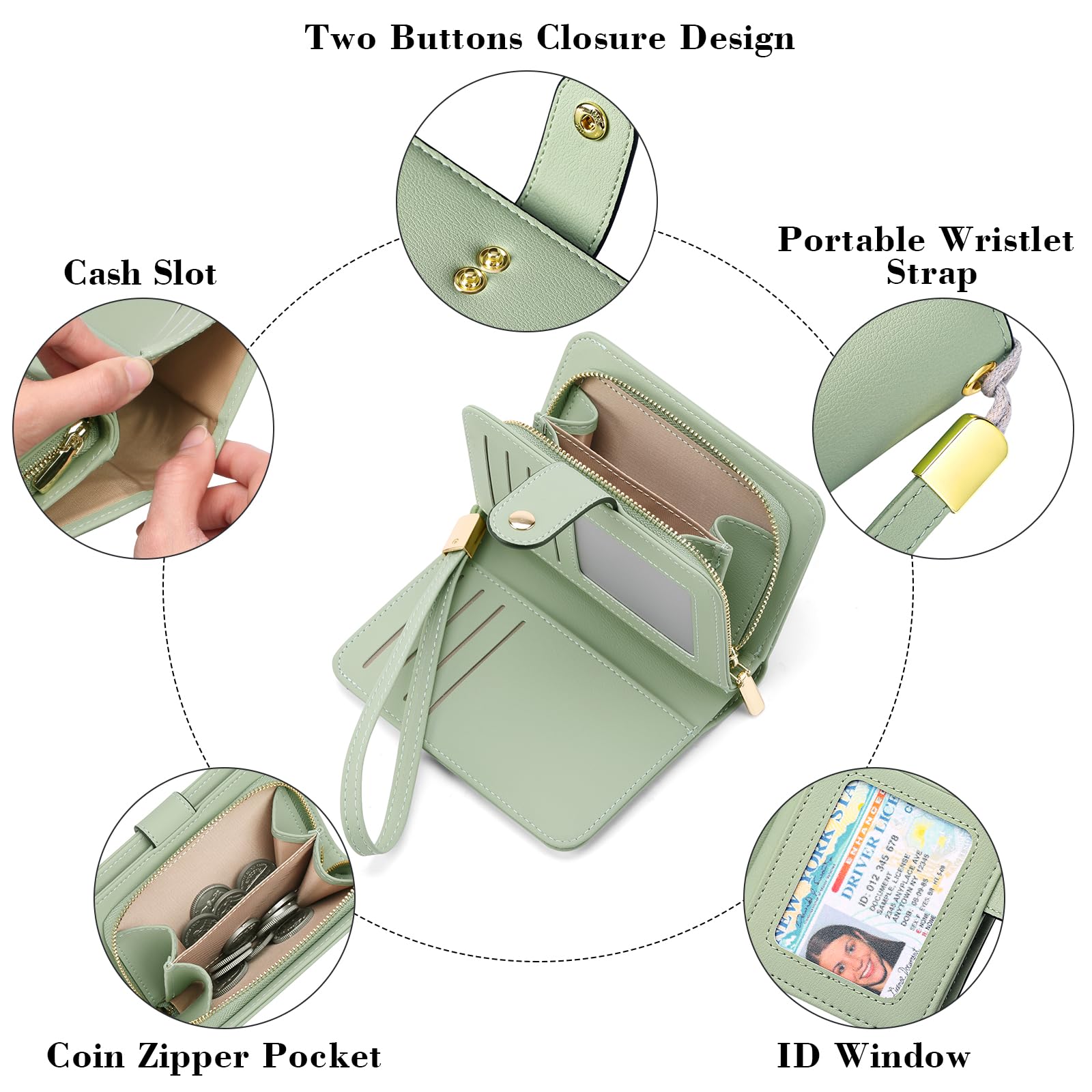 gaekeao-women-s-small-wallet-portefeuille-petit-vert-rfid image 3