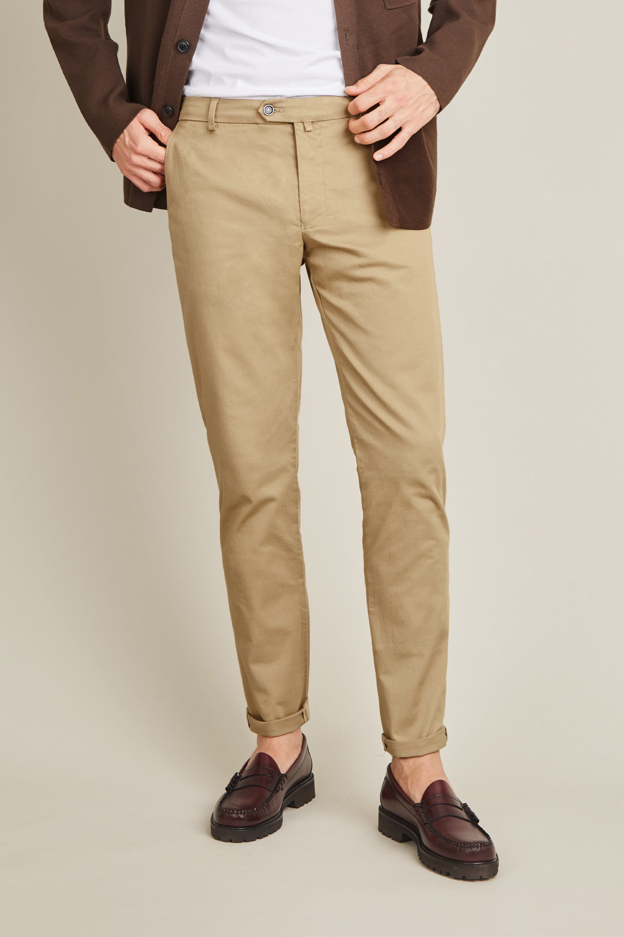 le-pantalon-chinos-homme-chino-beige-coton-semi-slim image 1
