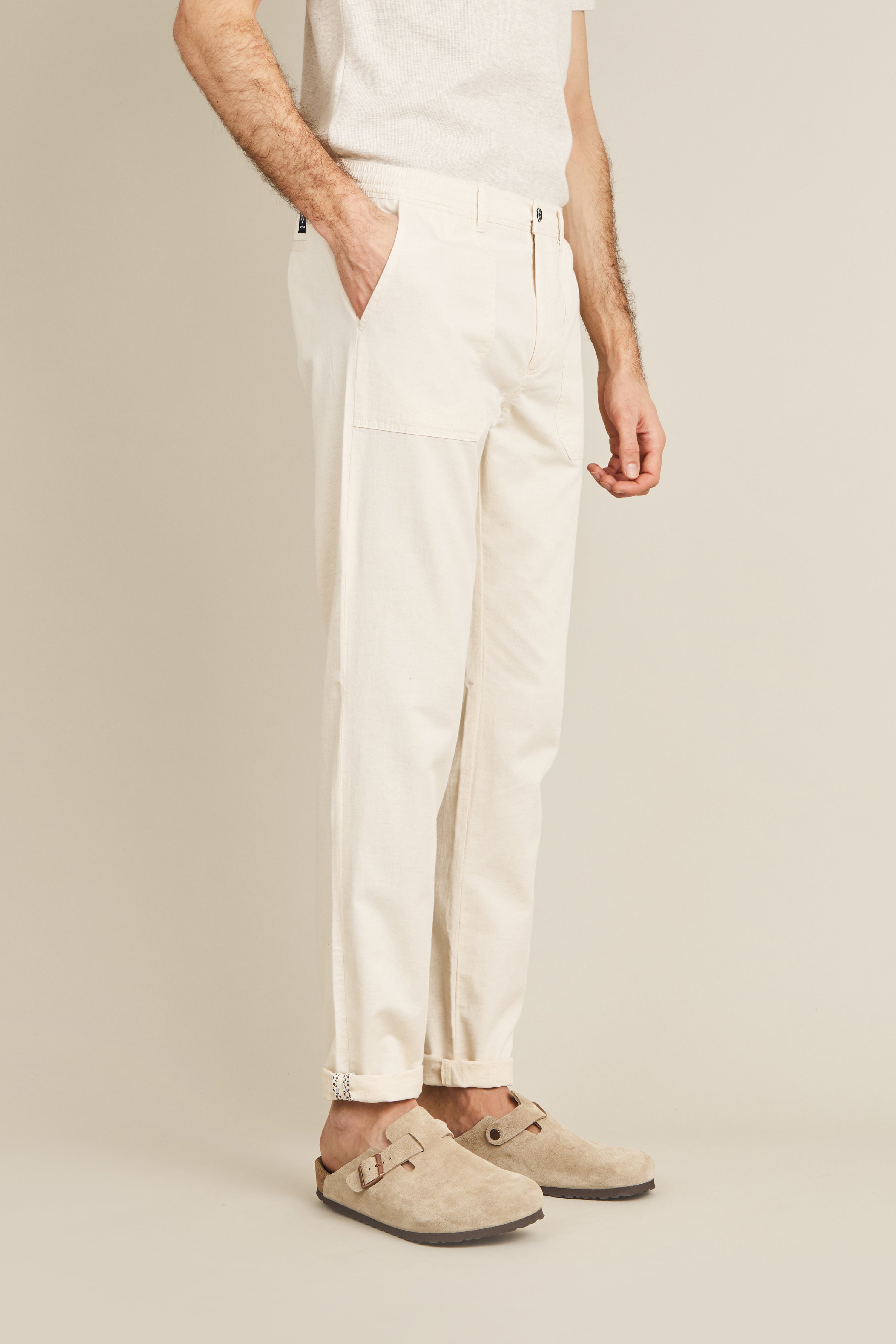 le-pantalon-fatigue-pantalon-cargo-homme-cru-coton-lin image 5